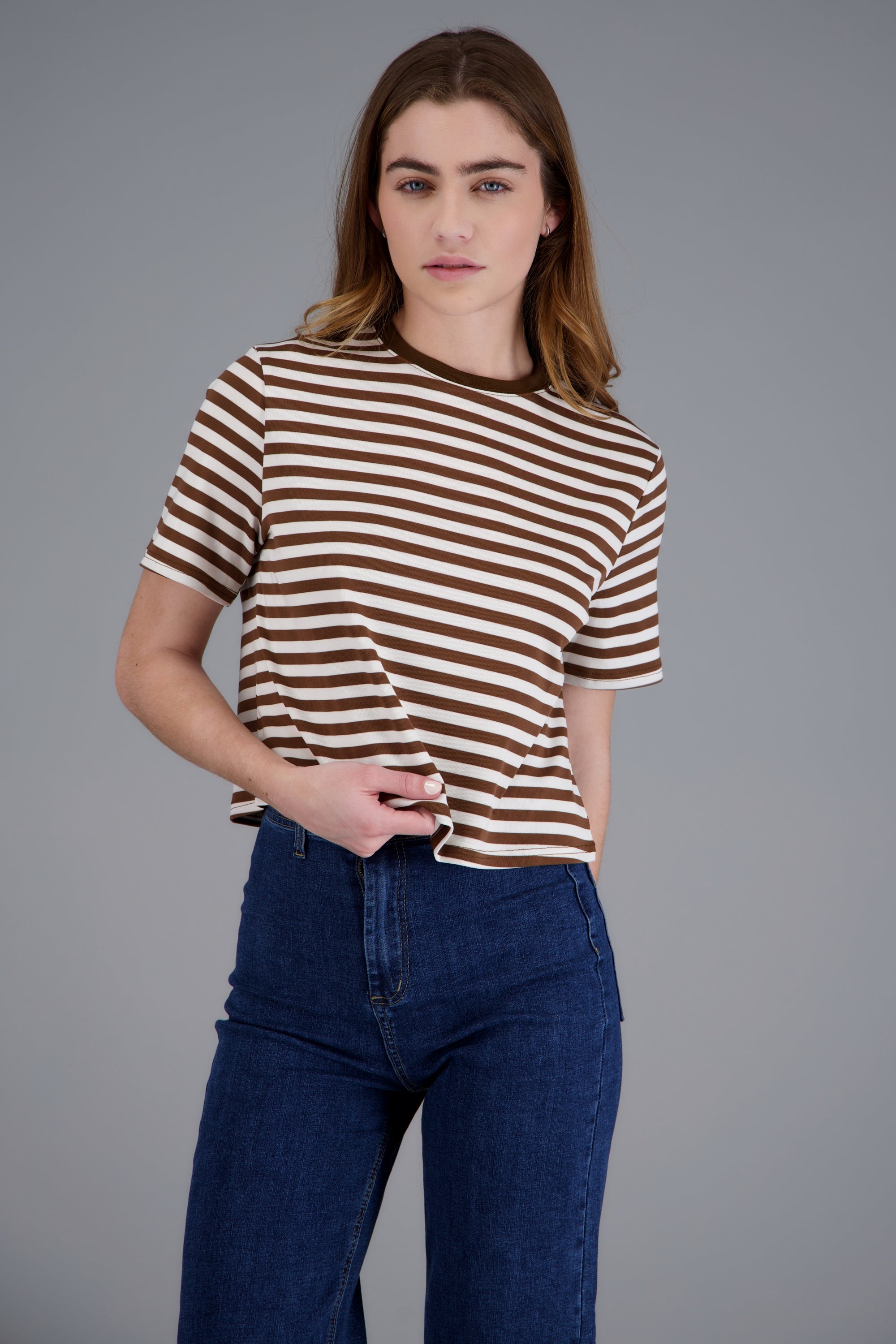 Playera de rayas boxy CAFE COMBO