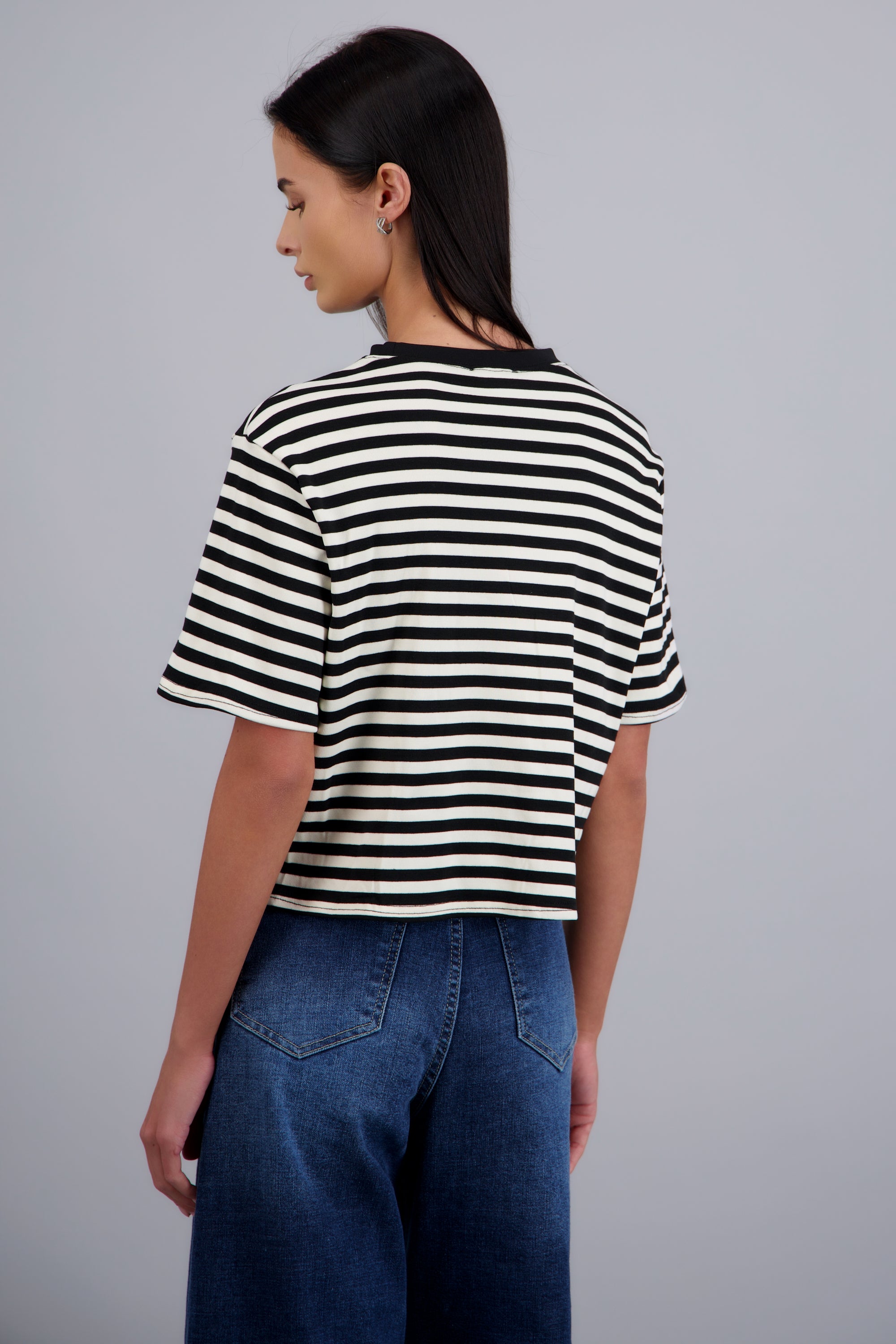 Playera de rayas boxy NEGRO COMBO