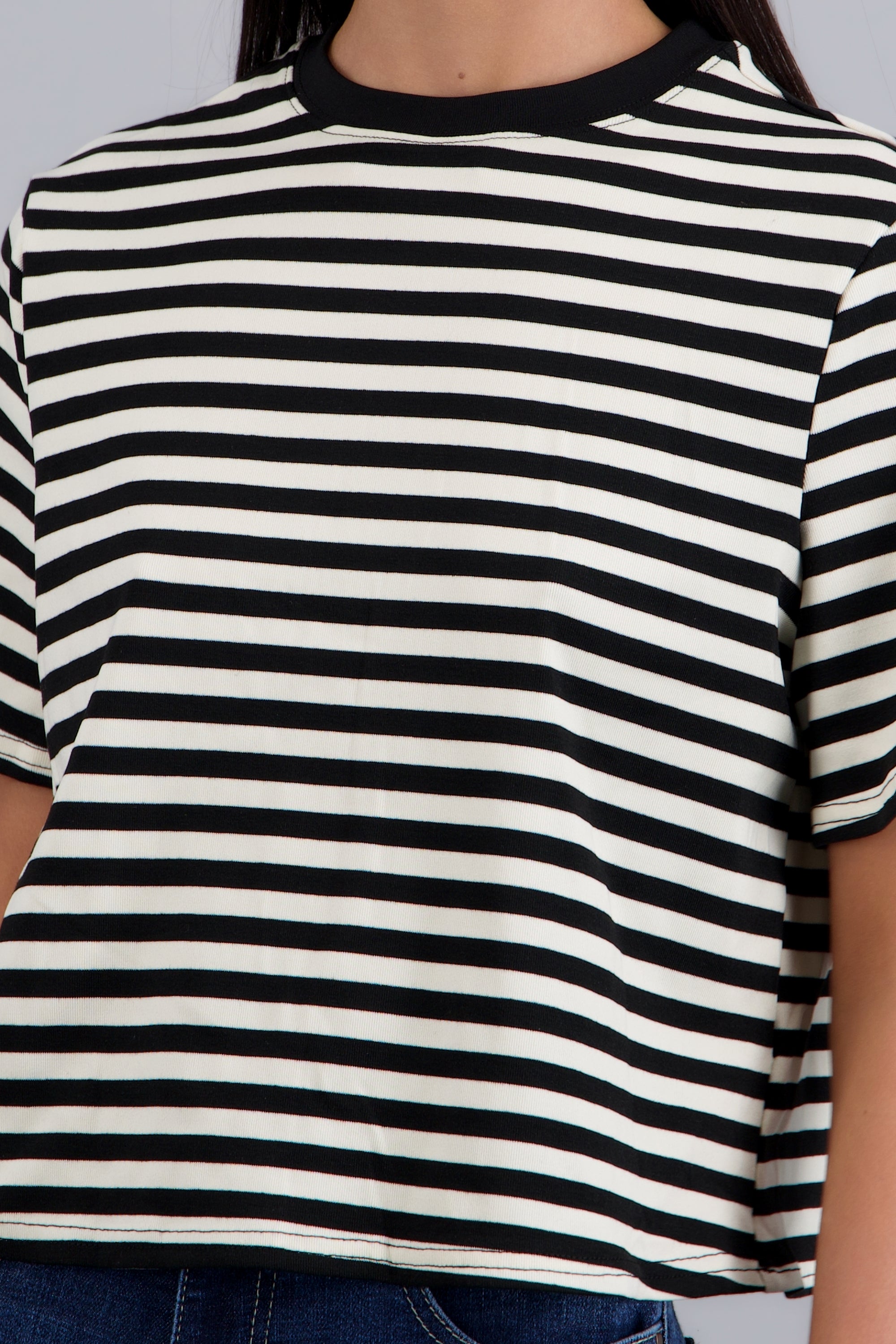 Playera de rayas boxy NEGRO COMBO