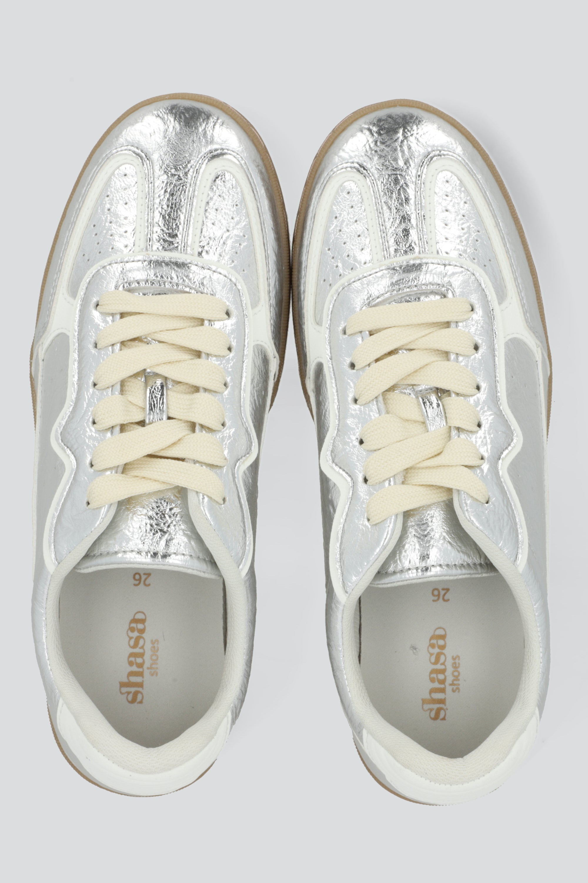 Tenis casual metalico separaciones PLATA