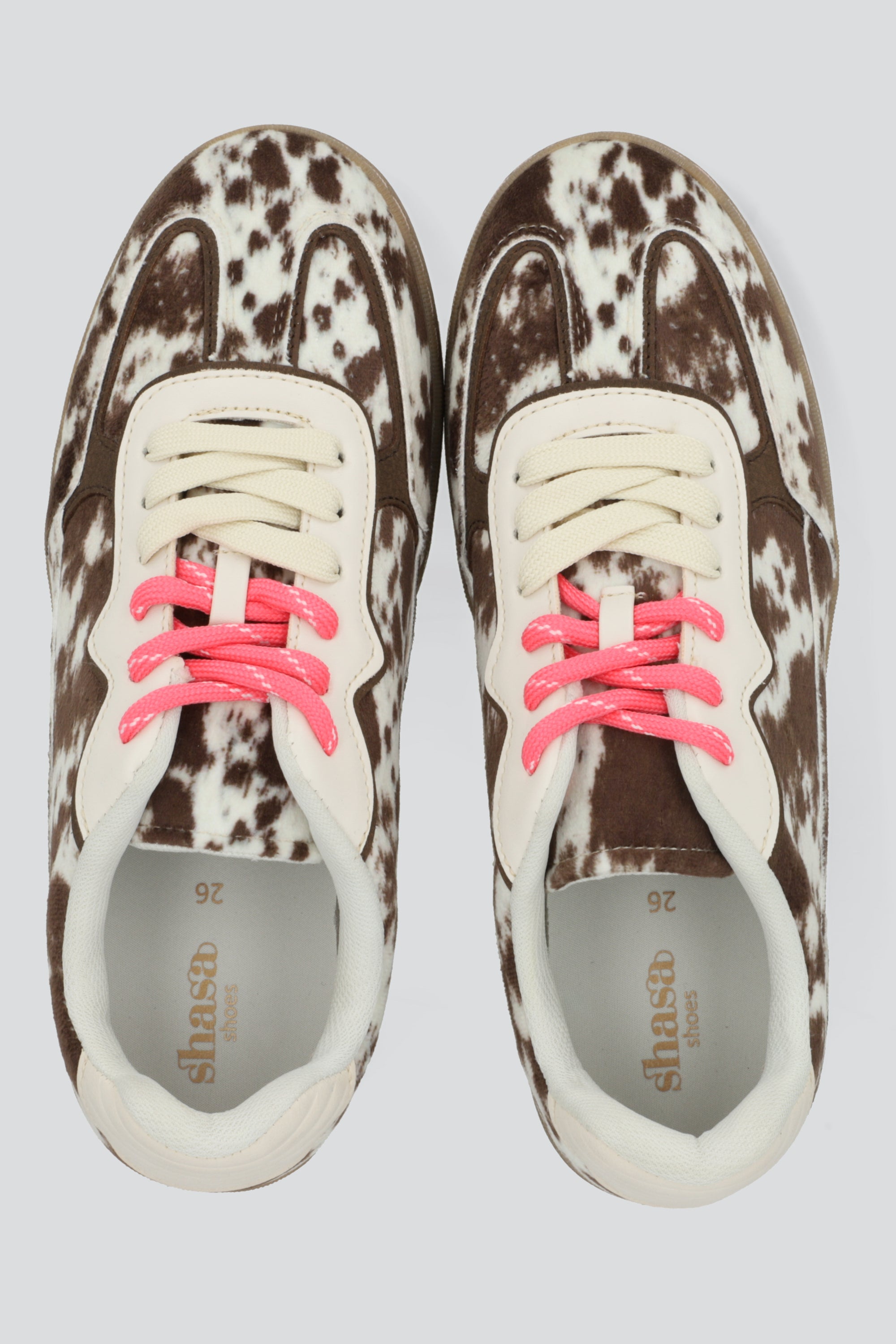 Tenis animalprint vaca doble agujeta CAFE COMBO