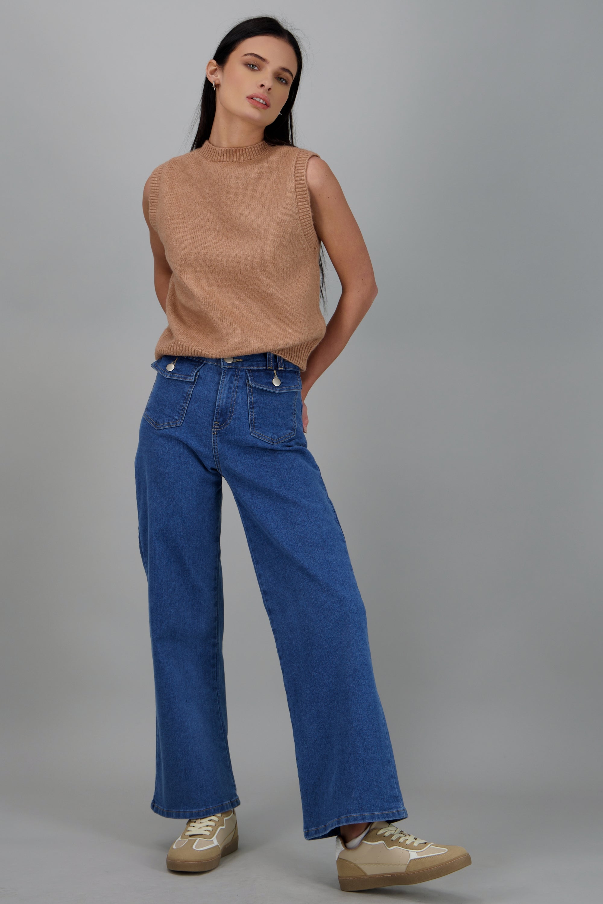 Tenis casual contraste HUESO