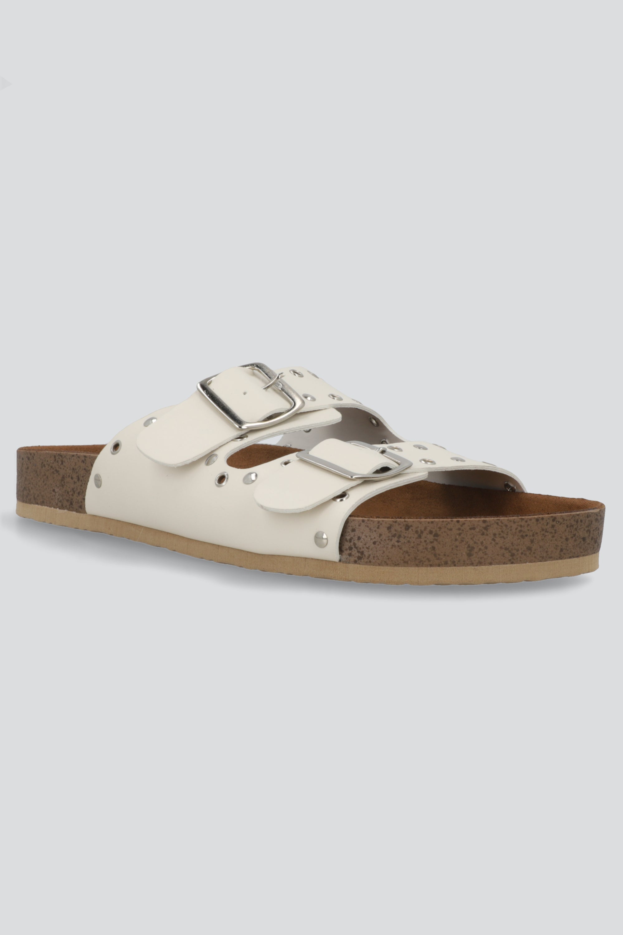 Sandalia dos hebillas corcho studs HUESO