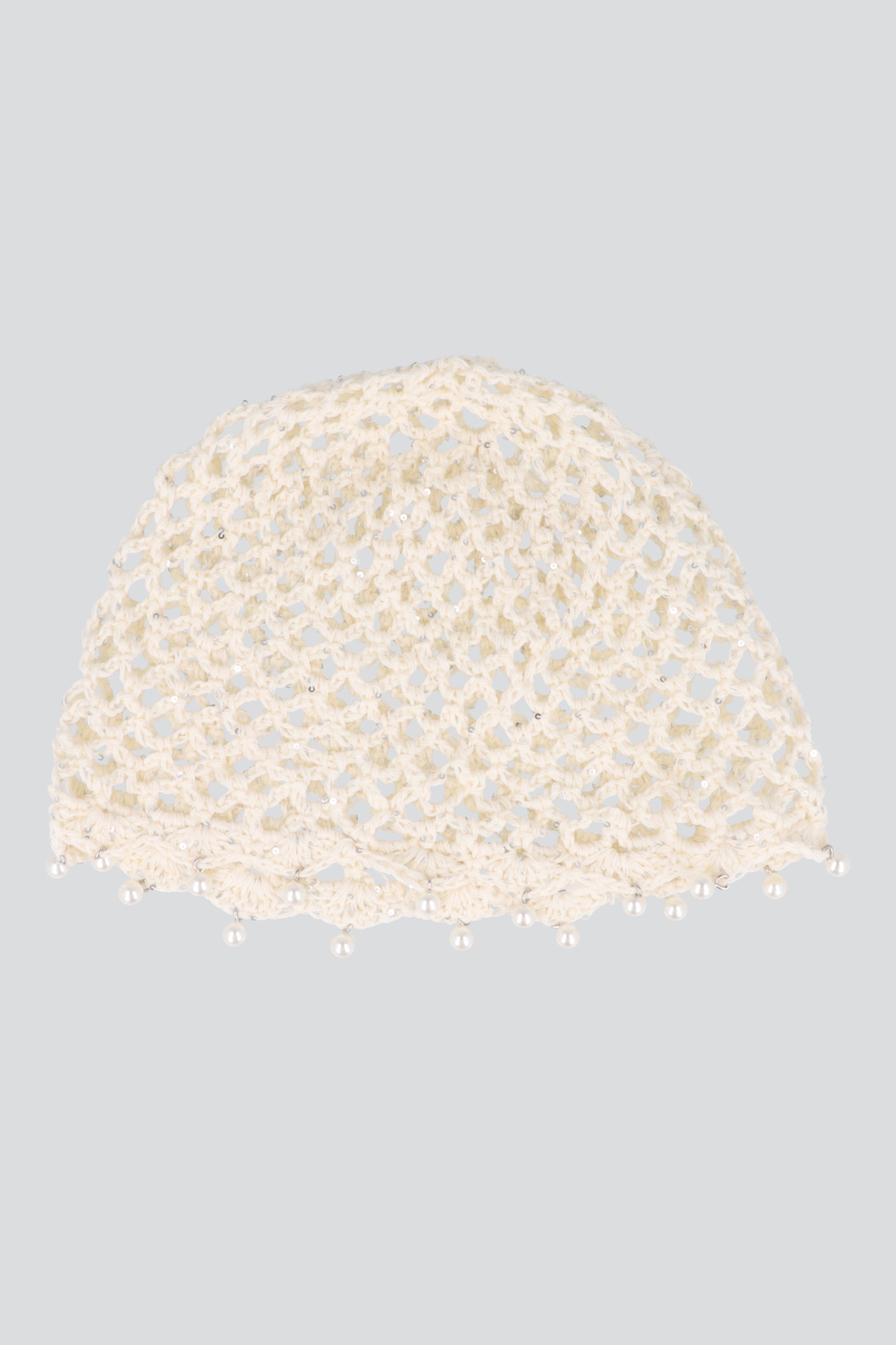 Gorro crochet perlas BEIGE