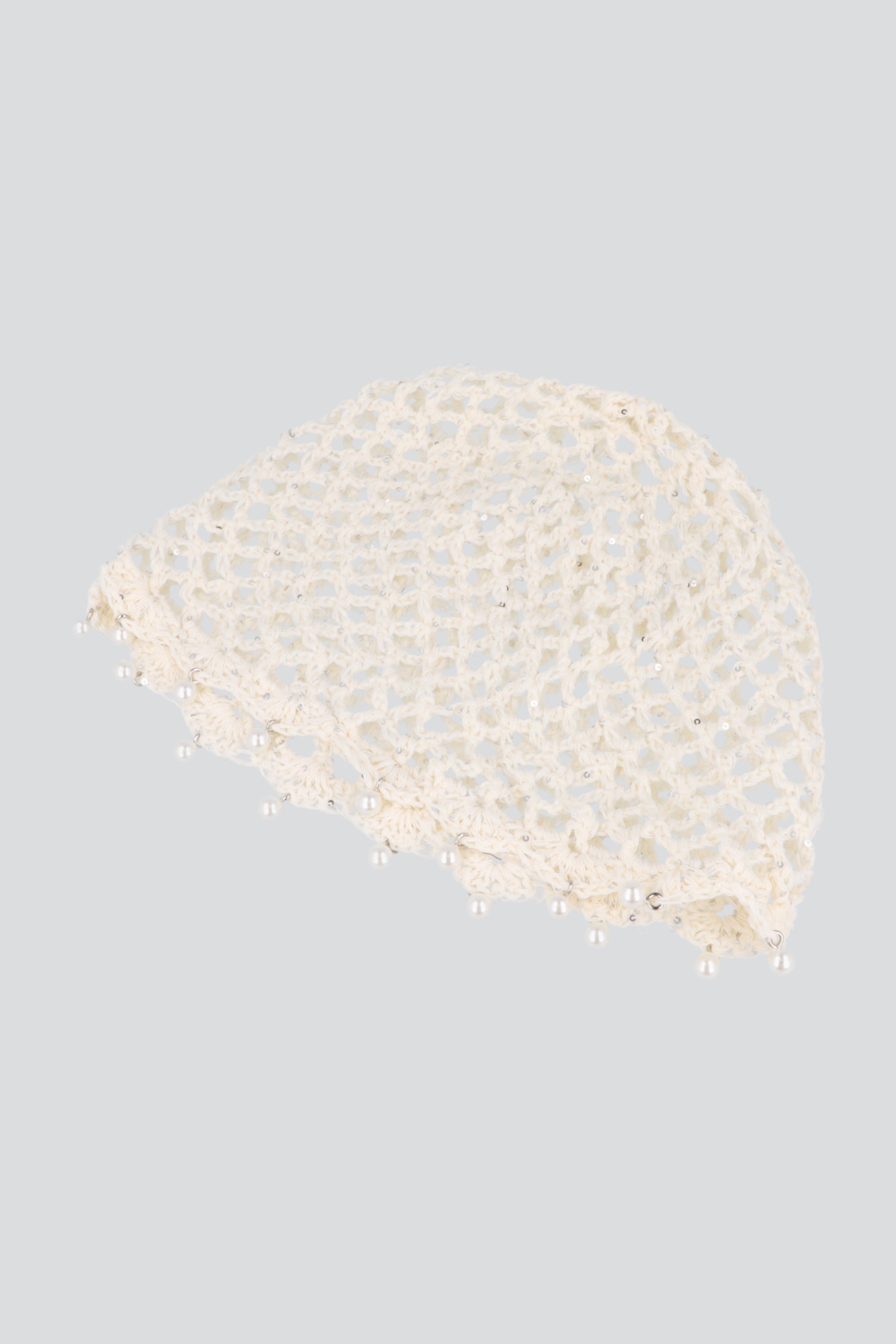 Gorro crochet perlas BEIGE