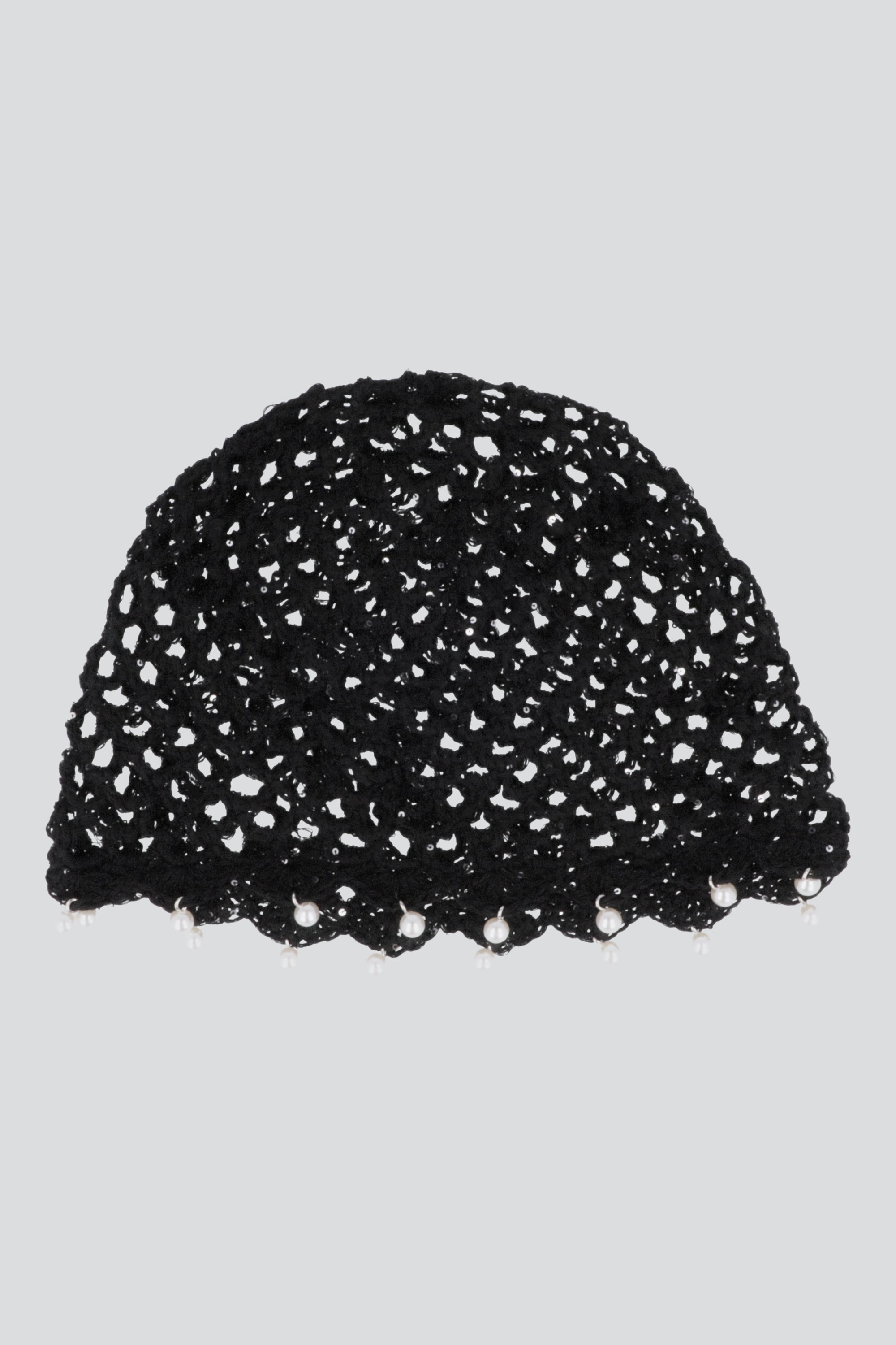 Gorro crochet perlas NEGRO