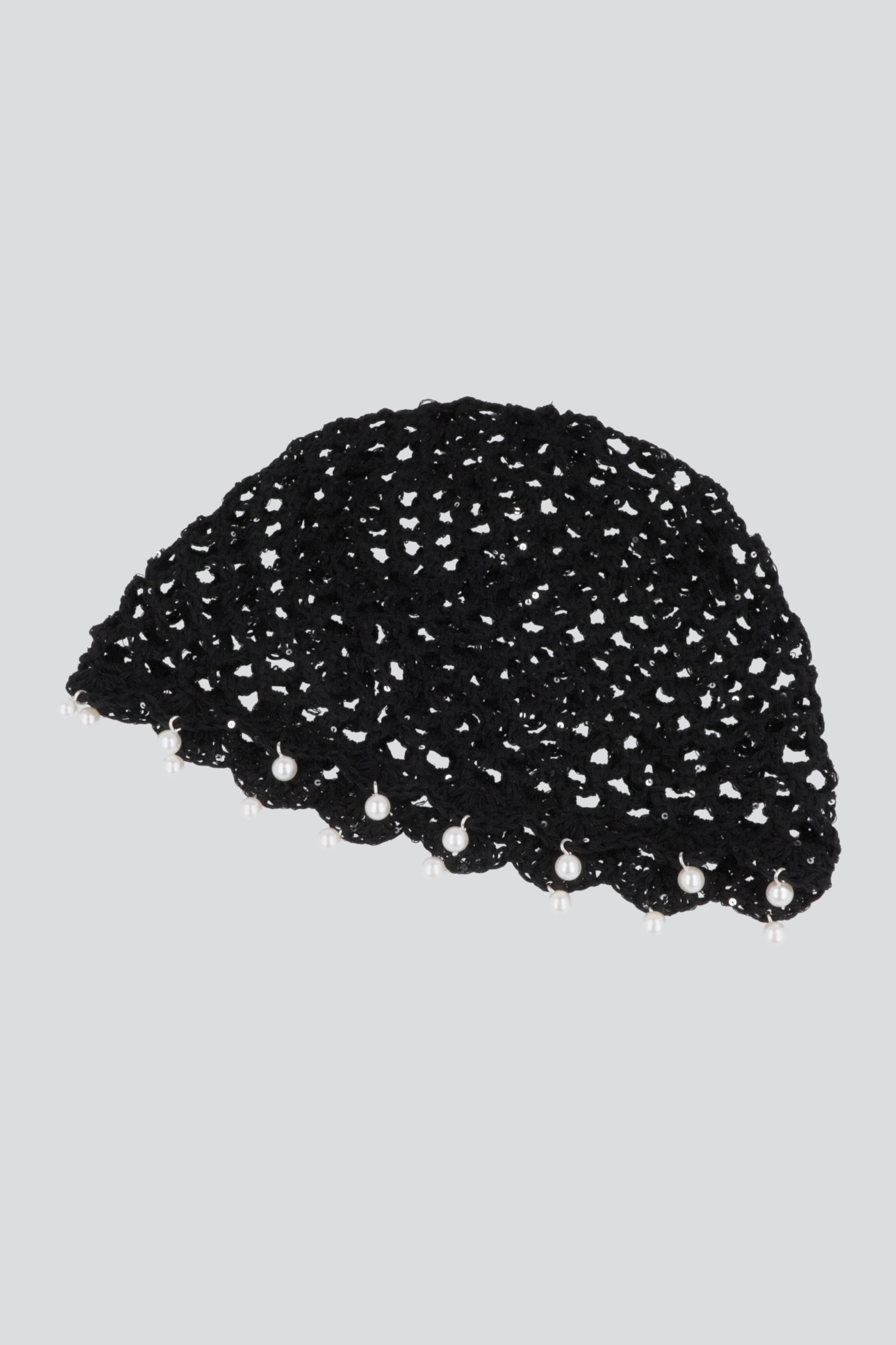 Gorro crochet perlas NEGRO