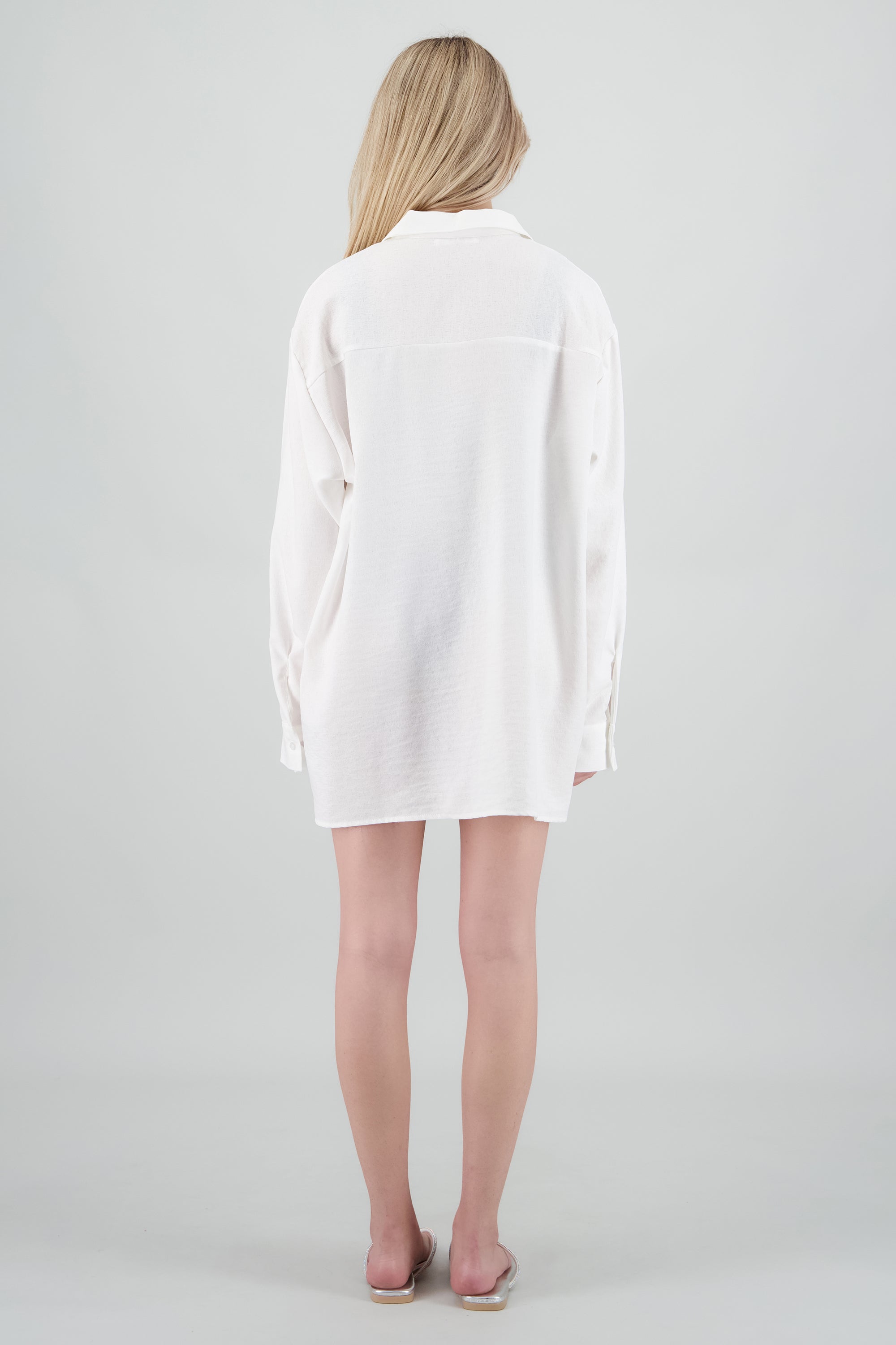 Vestido Camisero manga larga ligera BLANCO