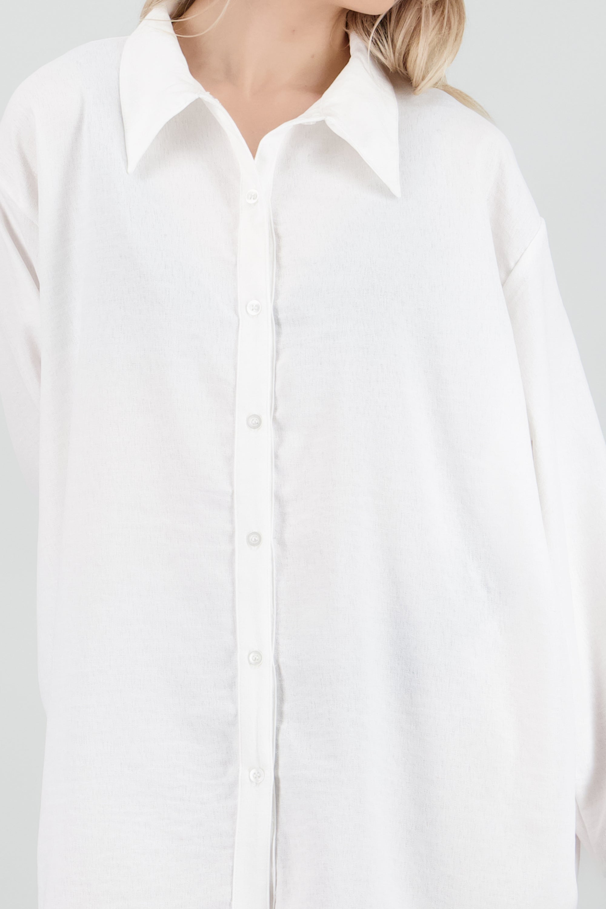 Vestido Camisero manga larga ligera BLANCO