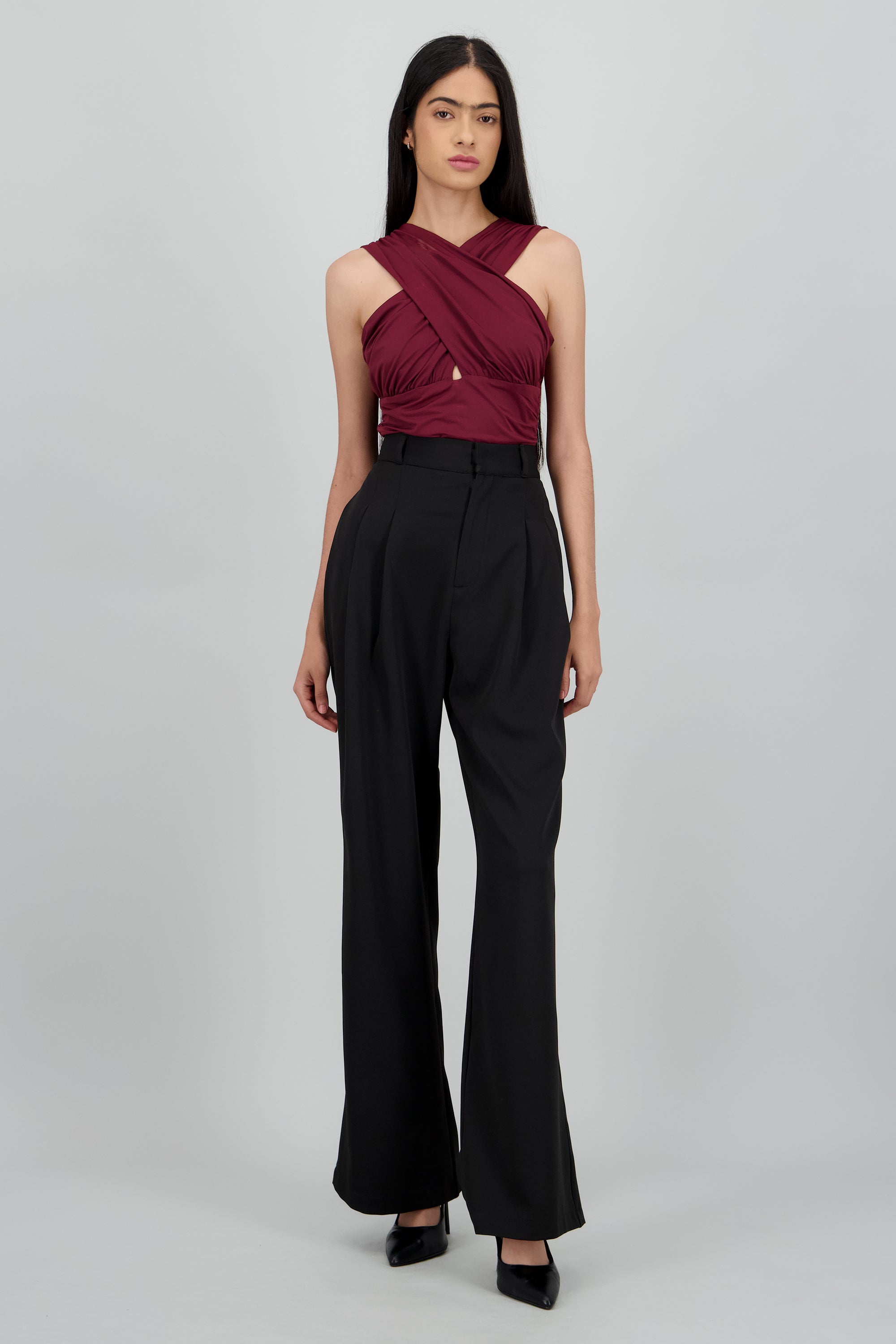 Pantalon Wide Leg Cintura Alta NEGRO