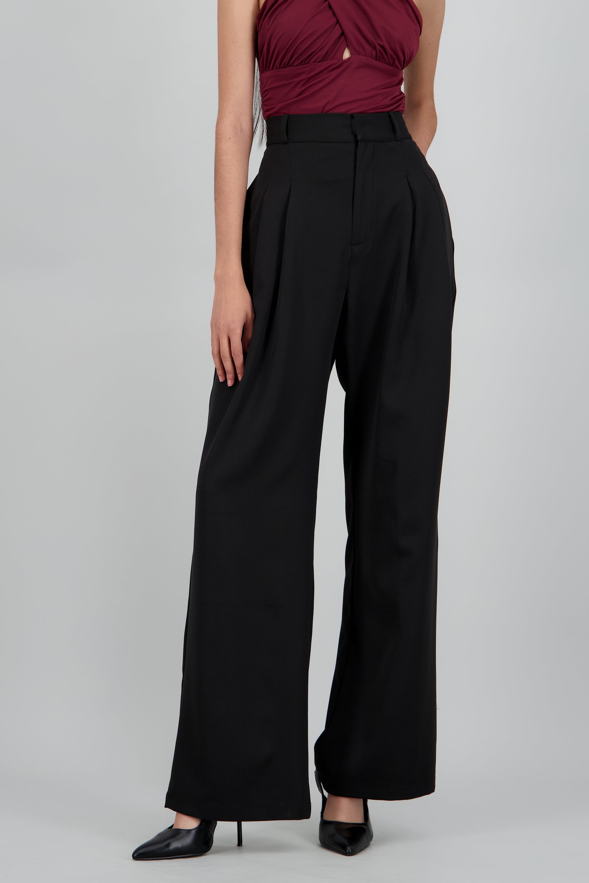 Pantalon Wide Leg Cintura Alta NEGRO