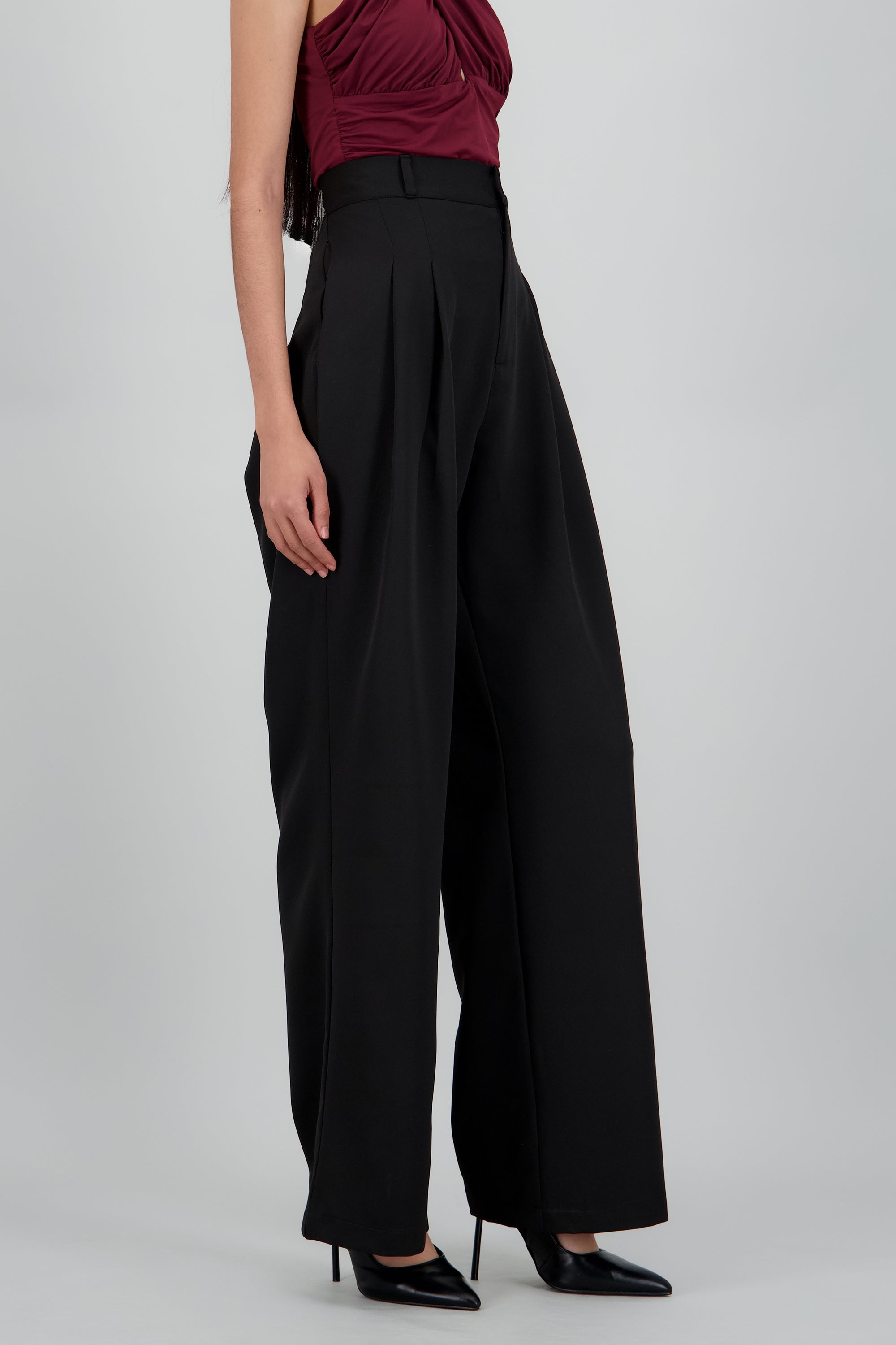 Pantalon Wide Leg Cintura Alta NEGRO