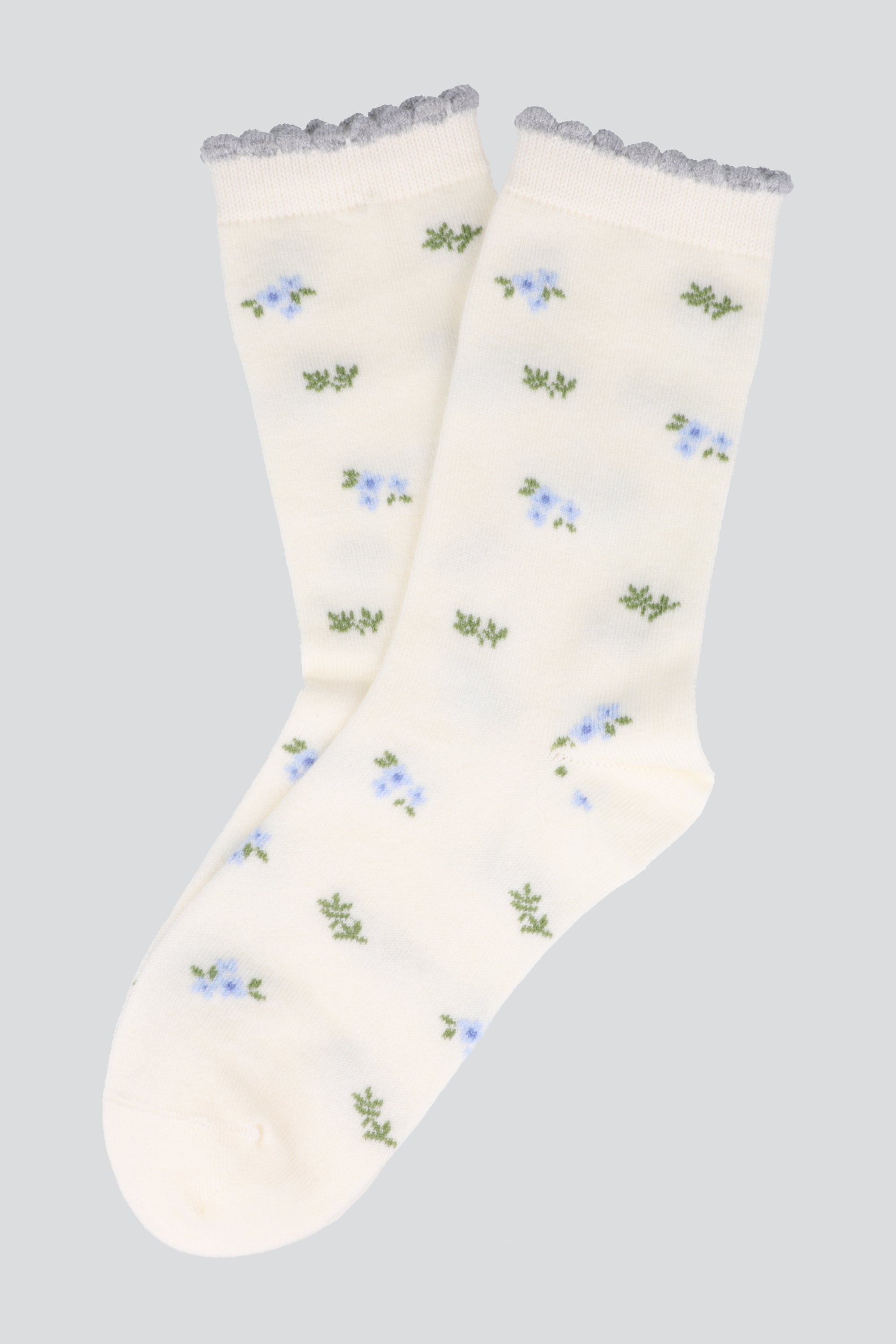 Calcetin mini flores detalle olan AZUL COMBO