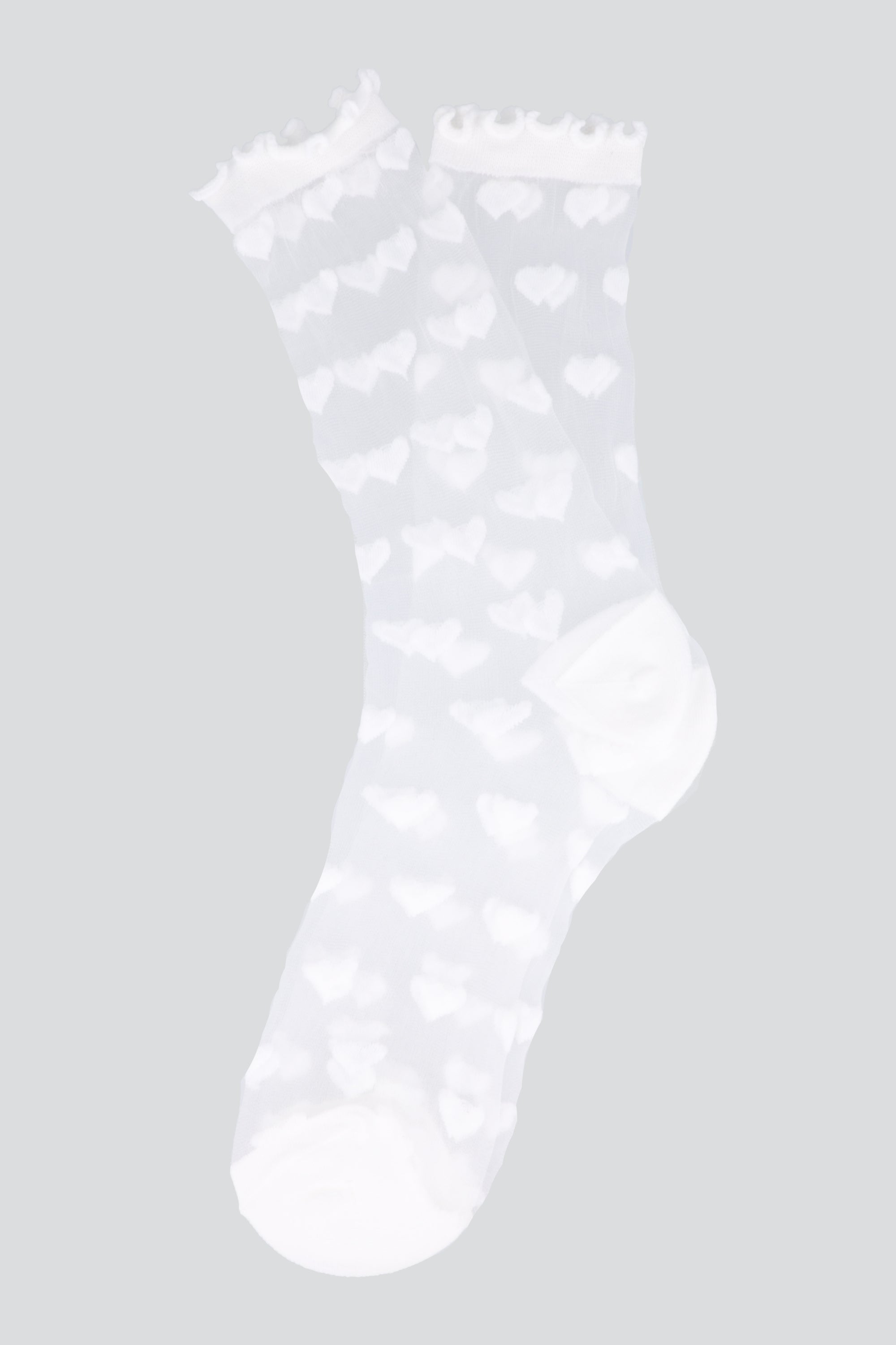 Calcetin corazones mesh BLANCO