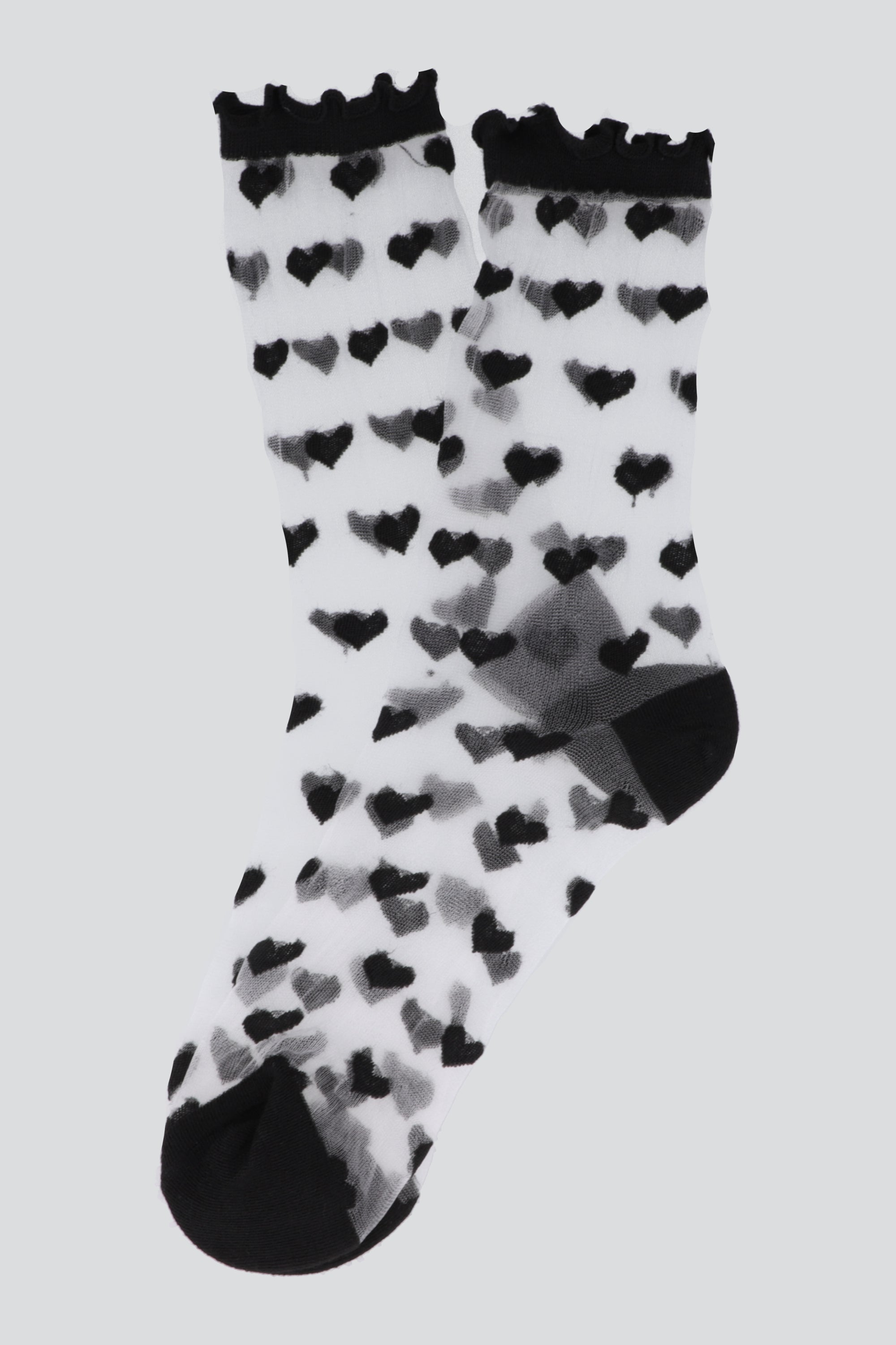 Calcetin corazones mesh NEGRO