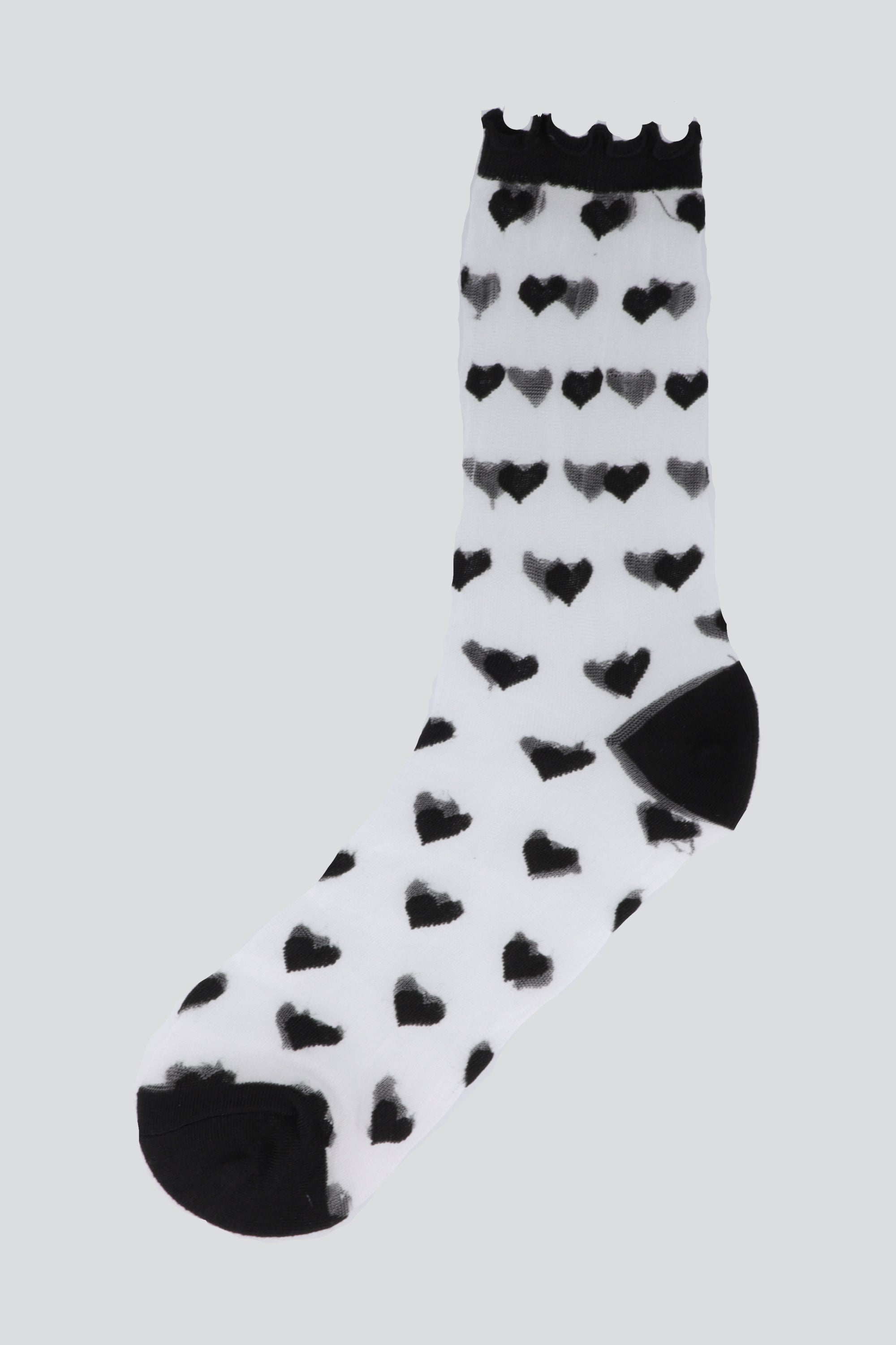 Calcetin corazones mesh NEGRO