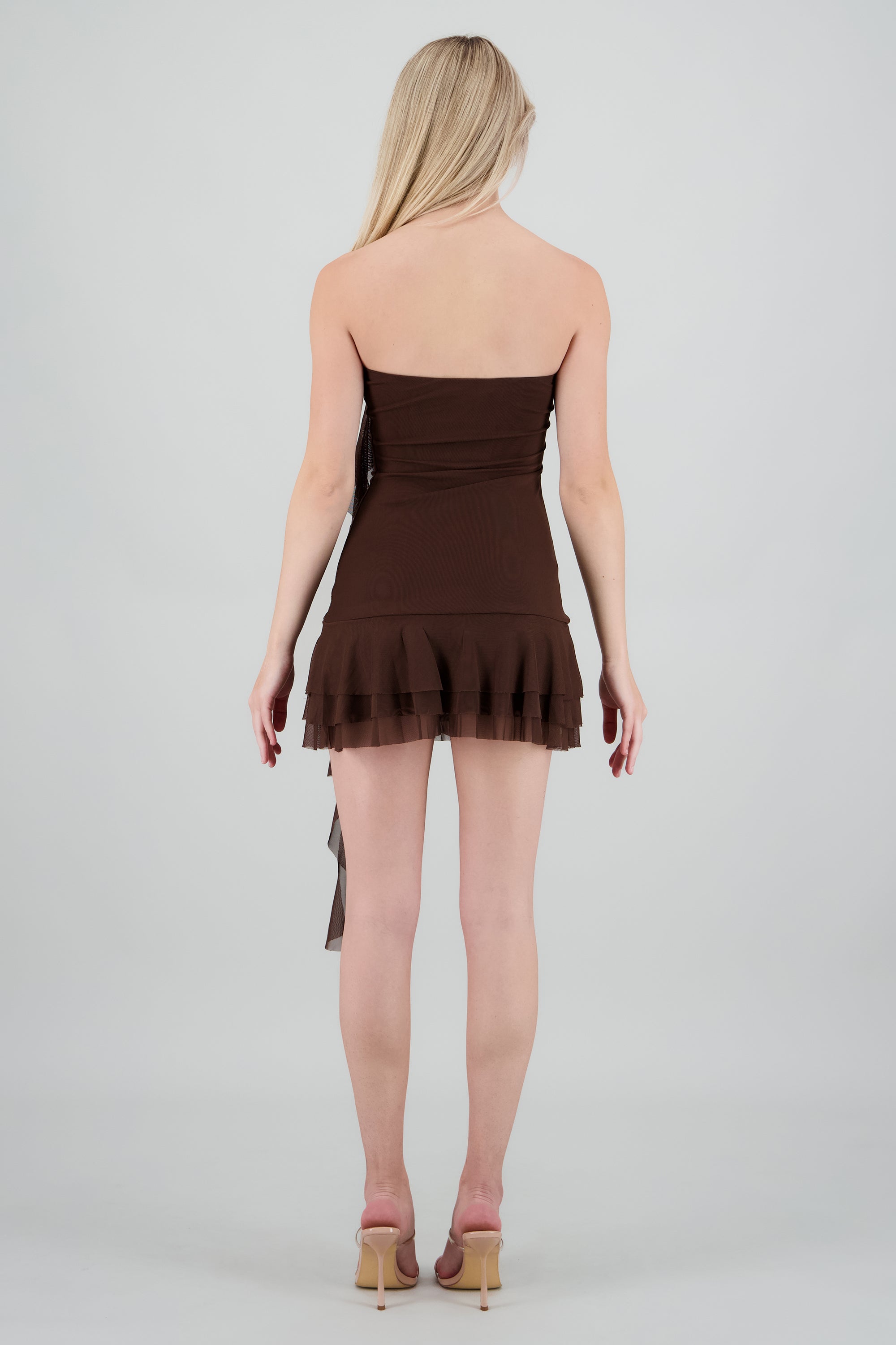 Mini vestido strapless olanes CHOCOLATE