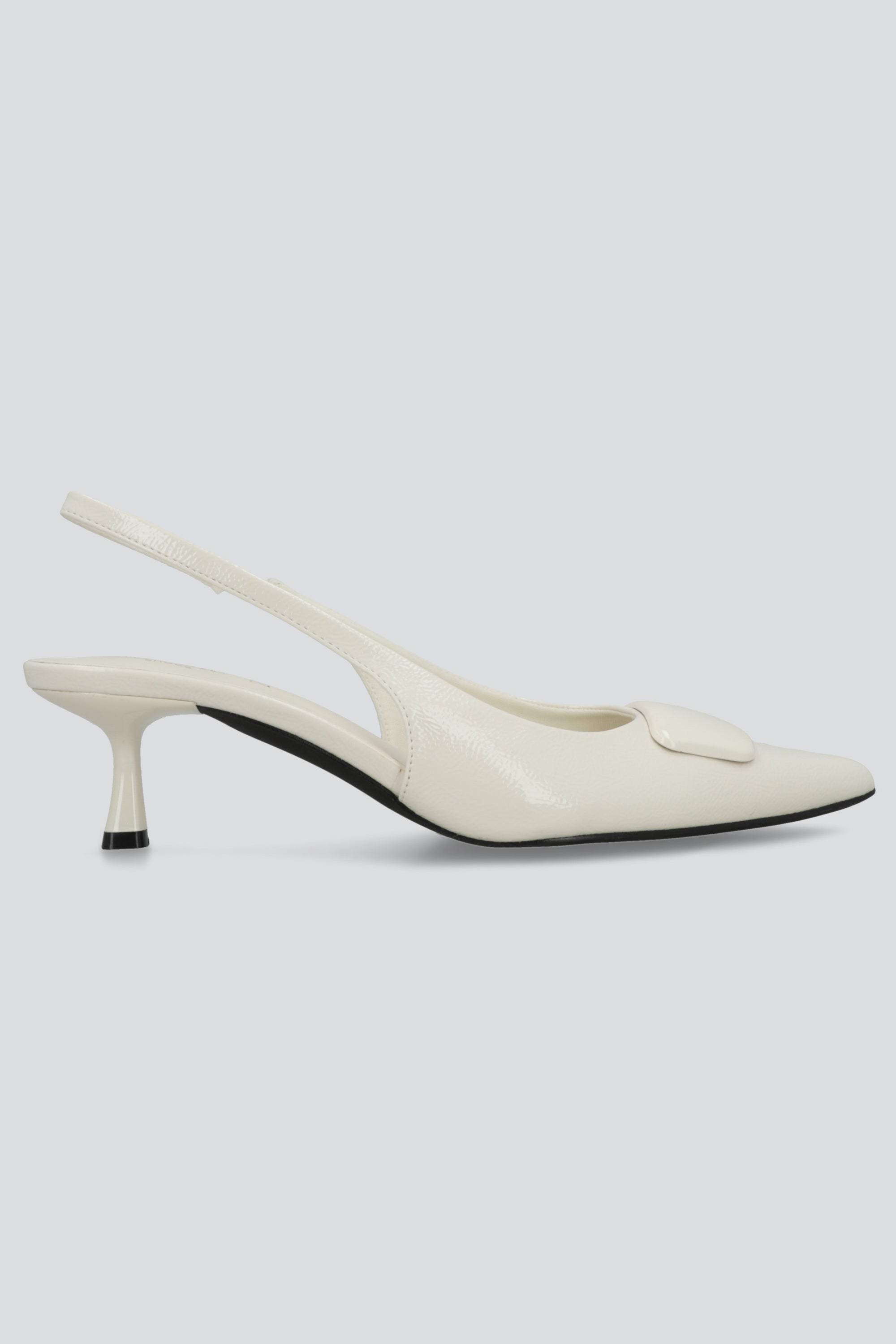 Tacon pointy slingback aplicacion cuadro BLANCO