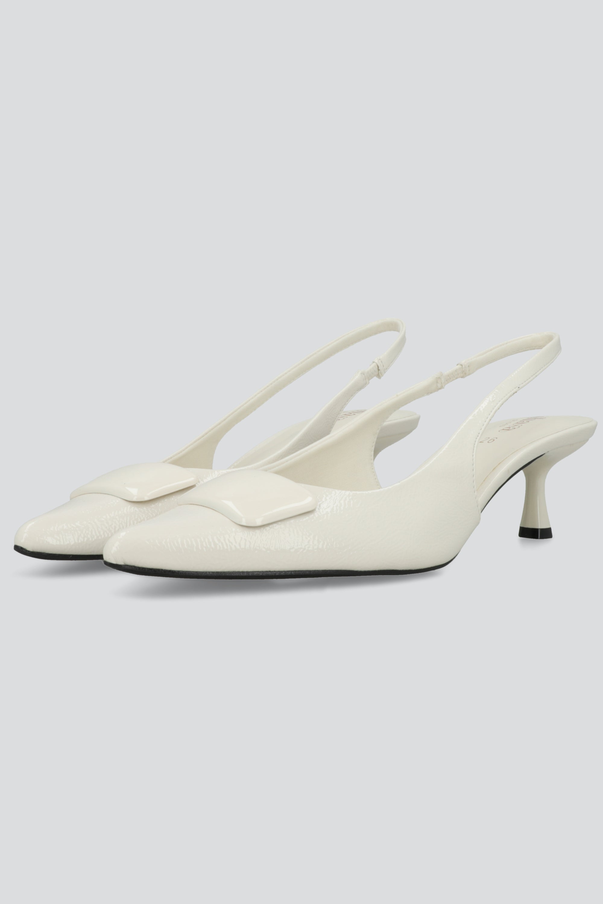 Tacon pointy slingback aplicacion cuadro BLANCO