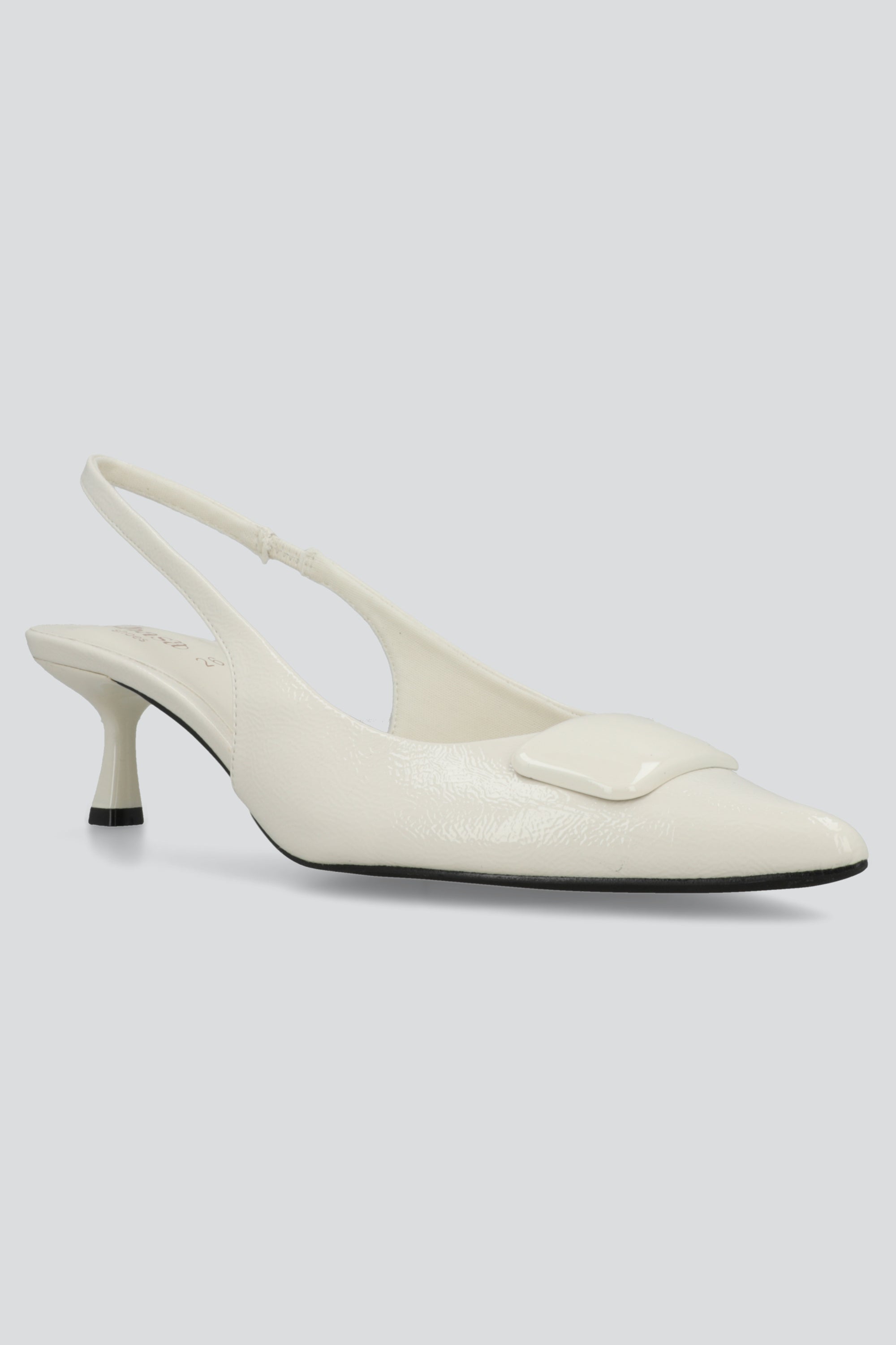 Tacon pointy slingback aplicacion cuadro BLANCO