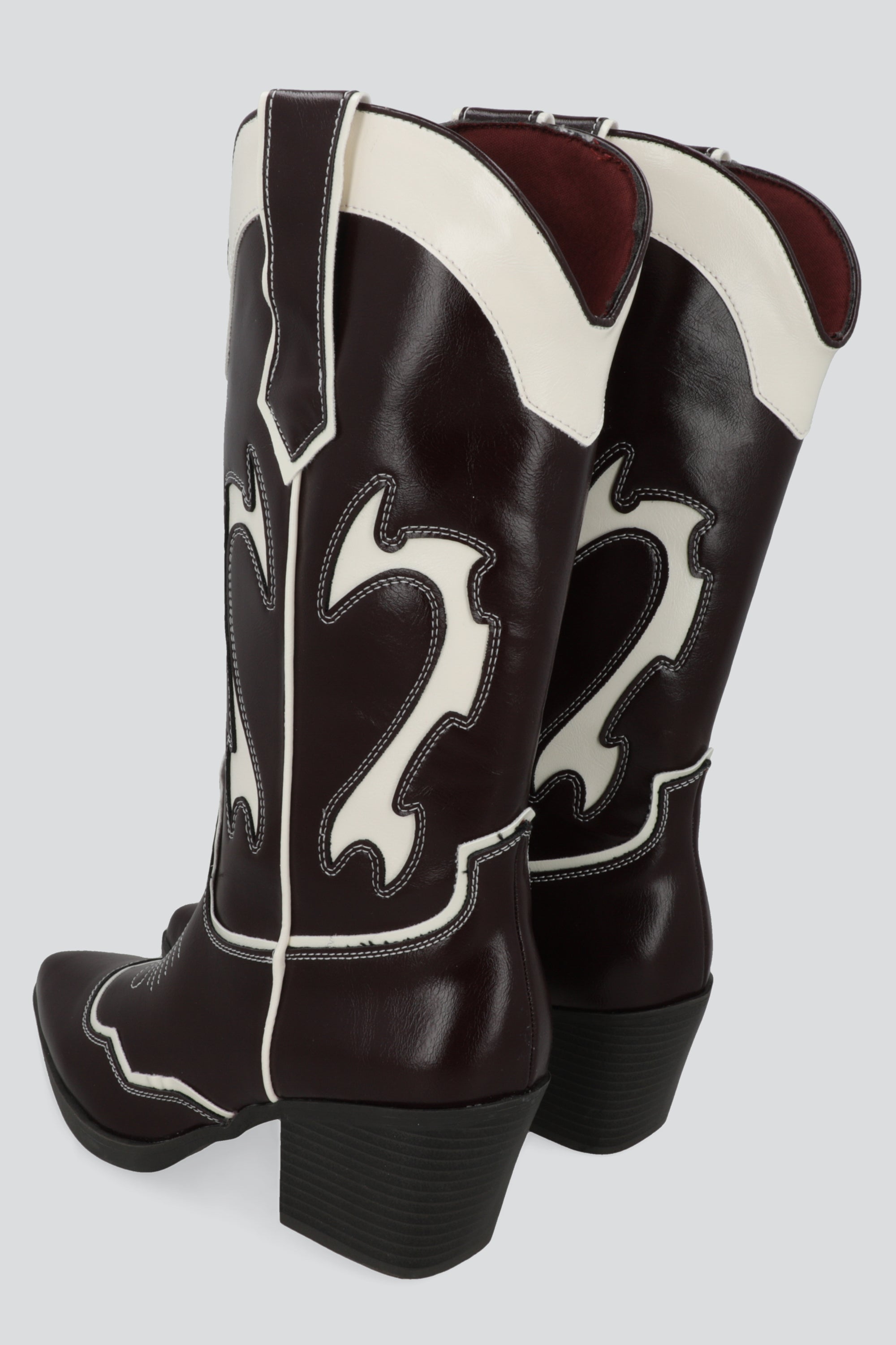 Bota vaquera contrastes bordados CIRUELA