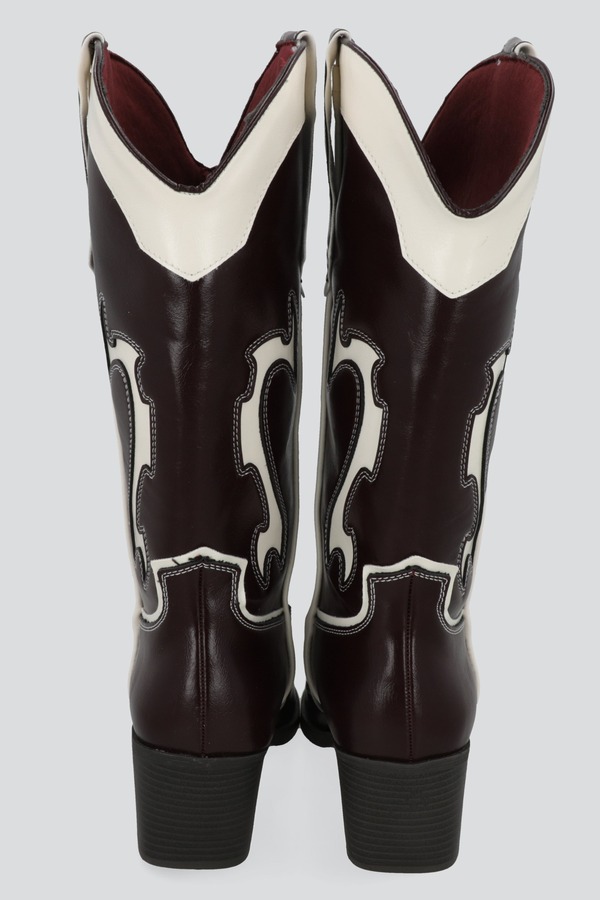 Bota vaquera contrastes bordados CIRUELA