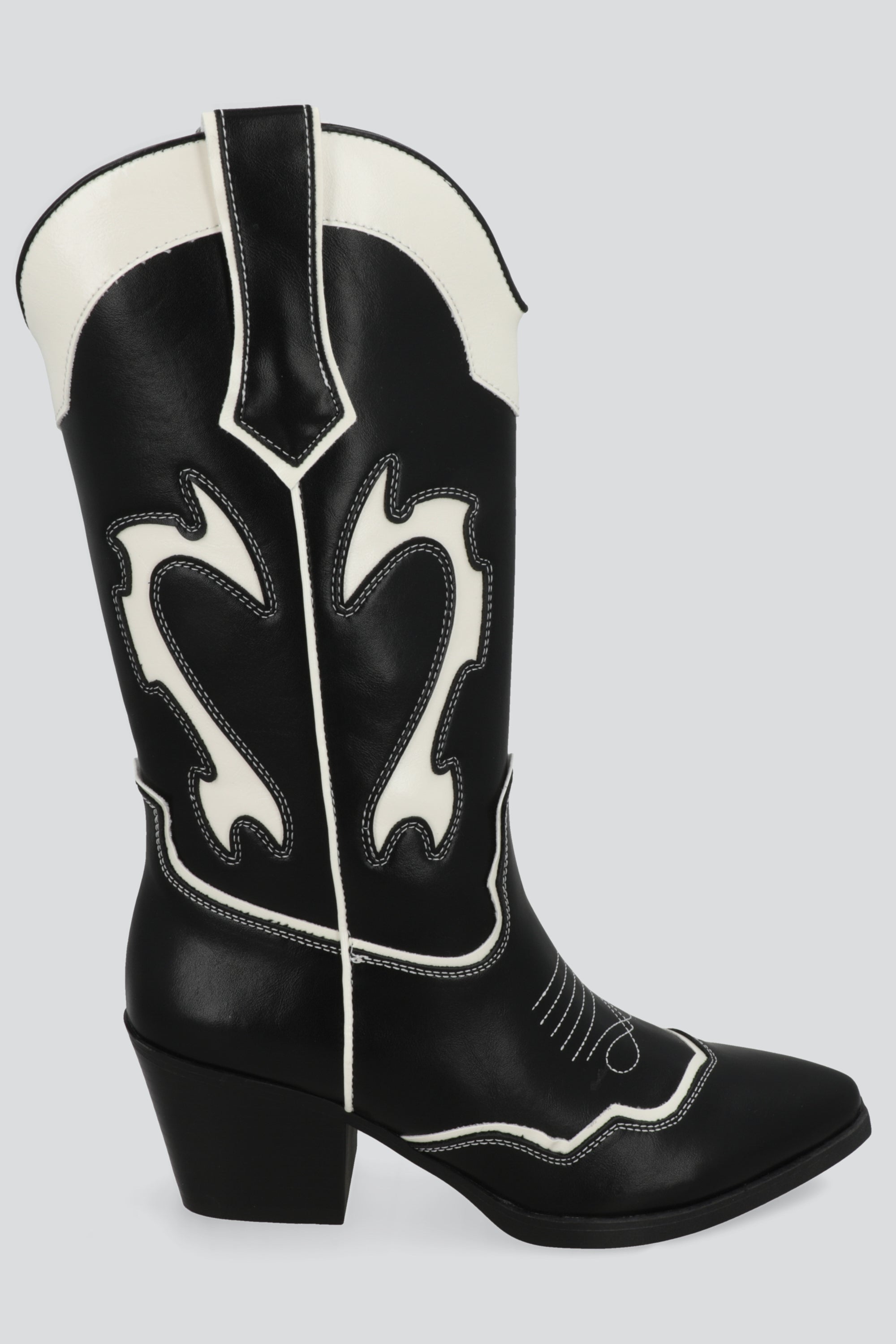 Bota vaquera contrastes bordados NEGRO