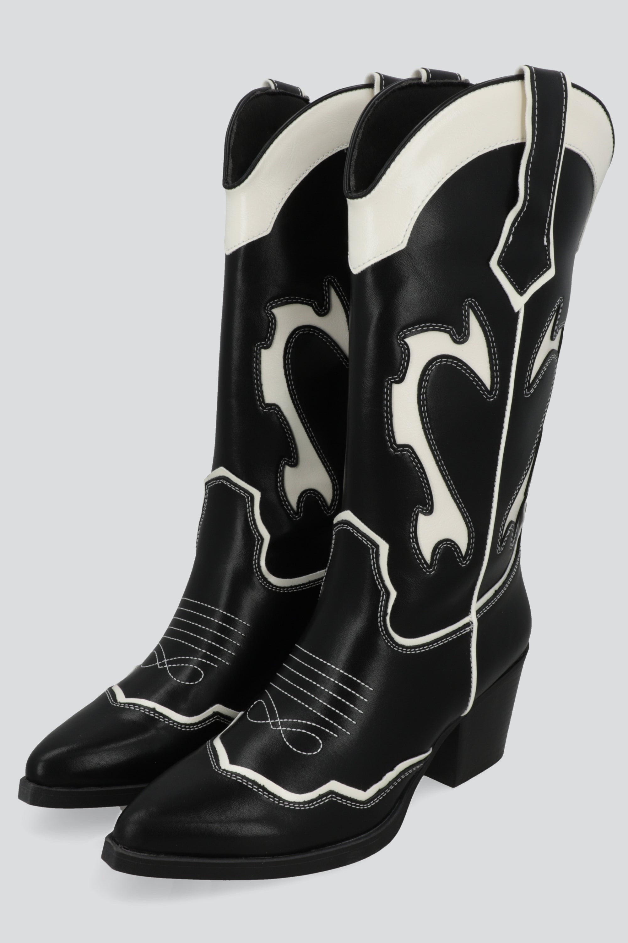 Bota vaquera contrastes bordados NEGRO