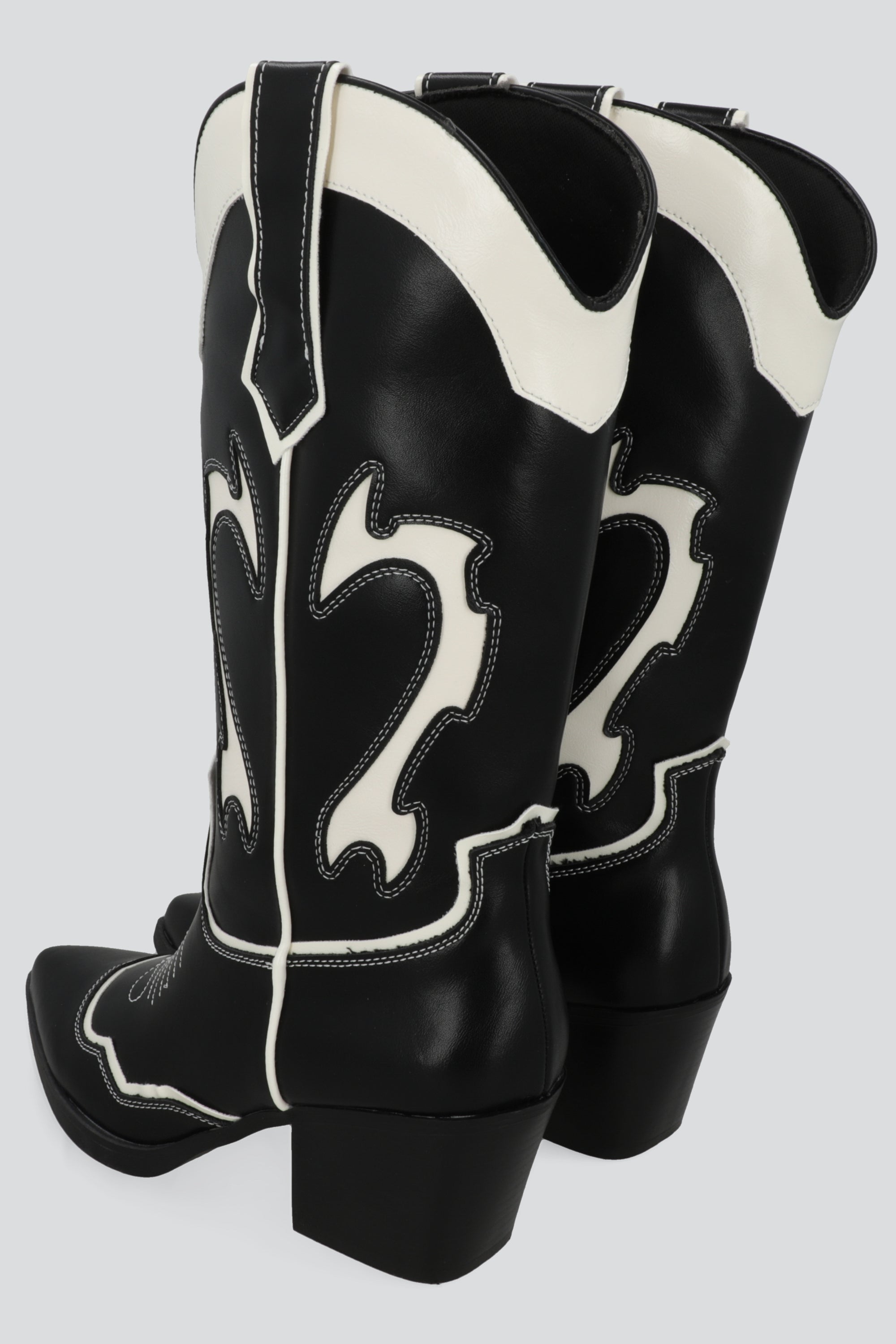 Bota vaquera contrastes bordados NEGRO