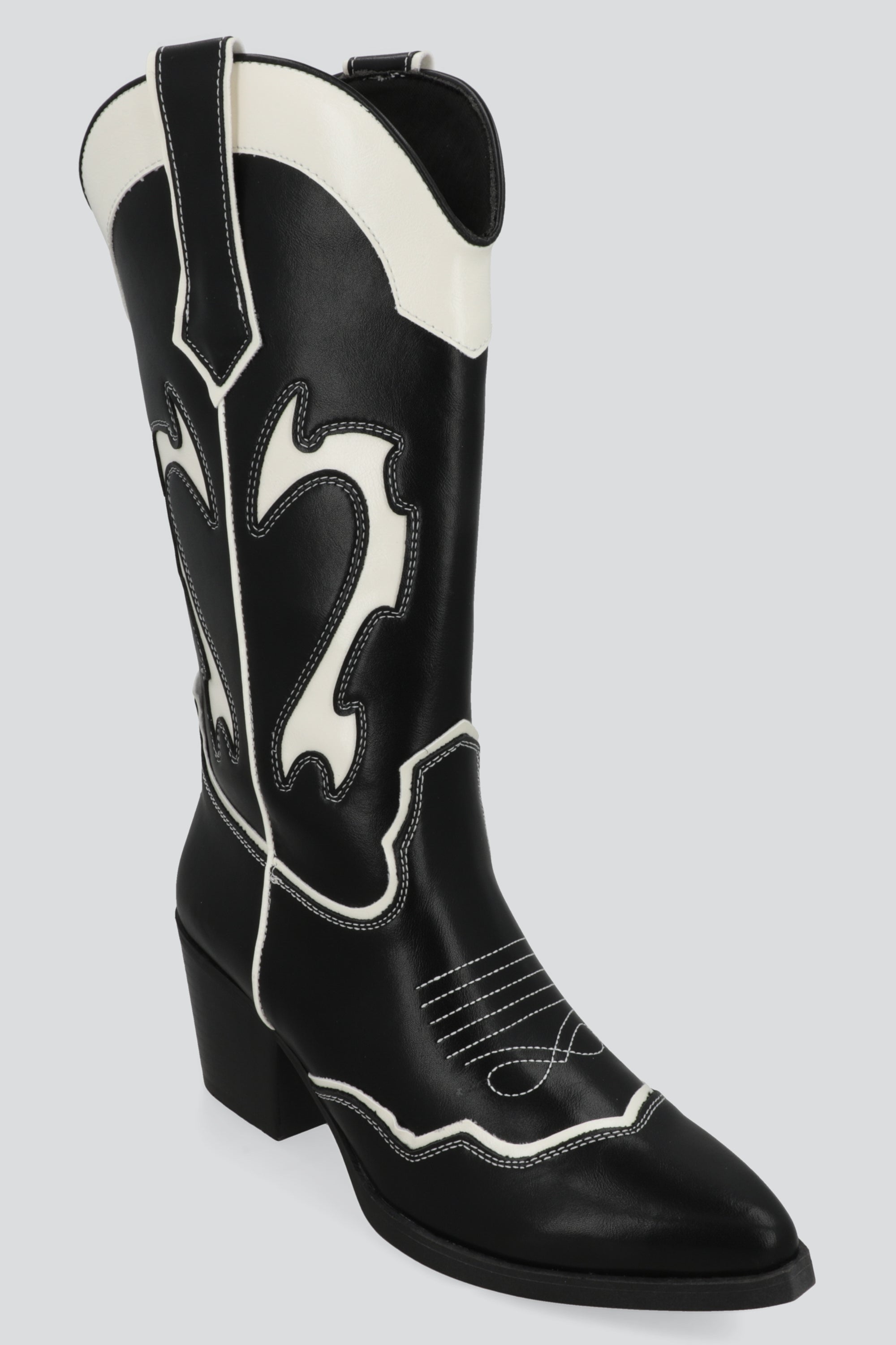 Bota vaquera contrastes bordados NEGRO