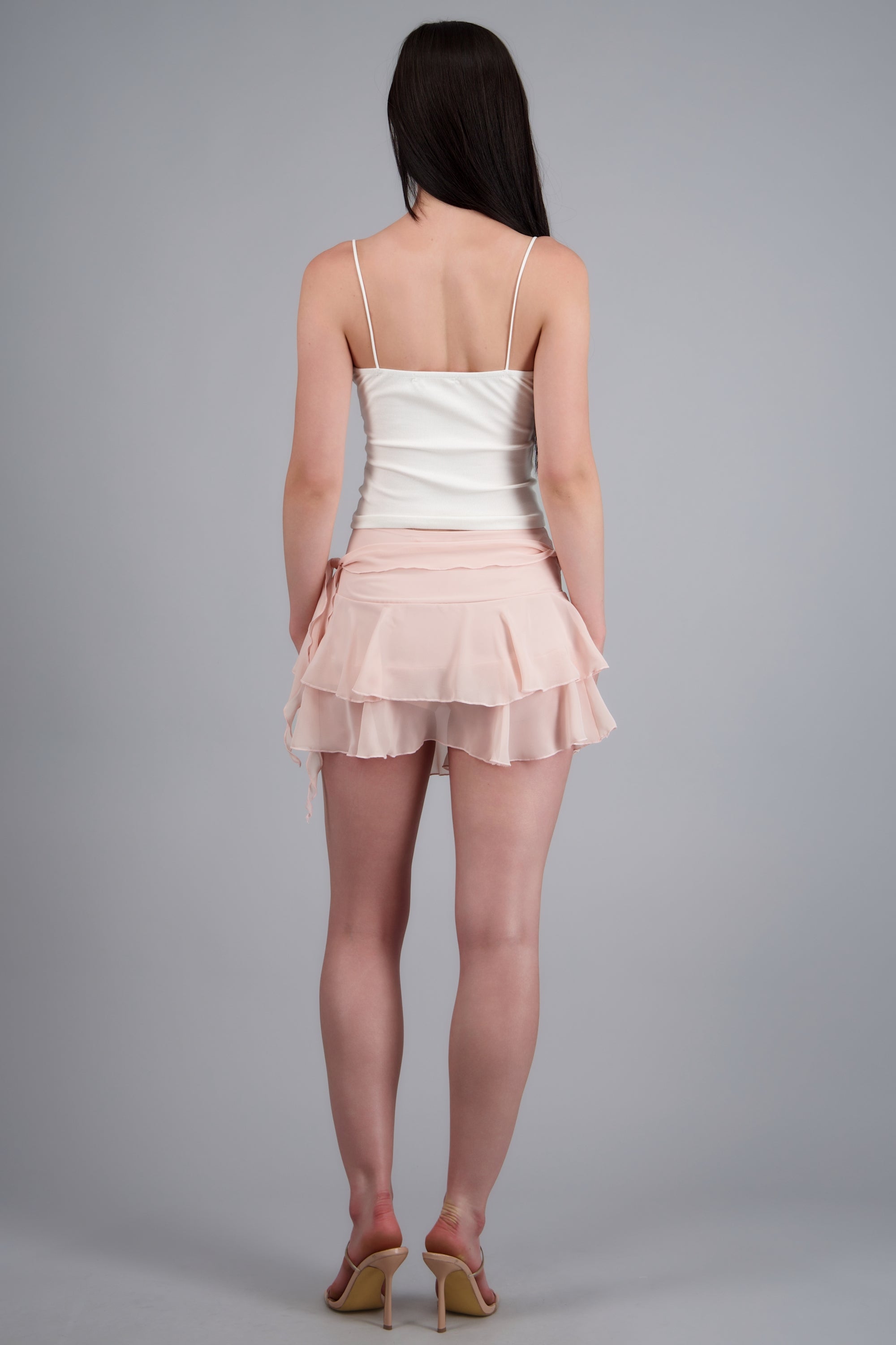 Mini falda olanes con cinto ROSA PASTEL