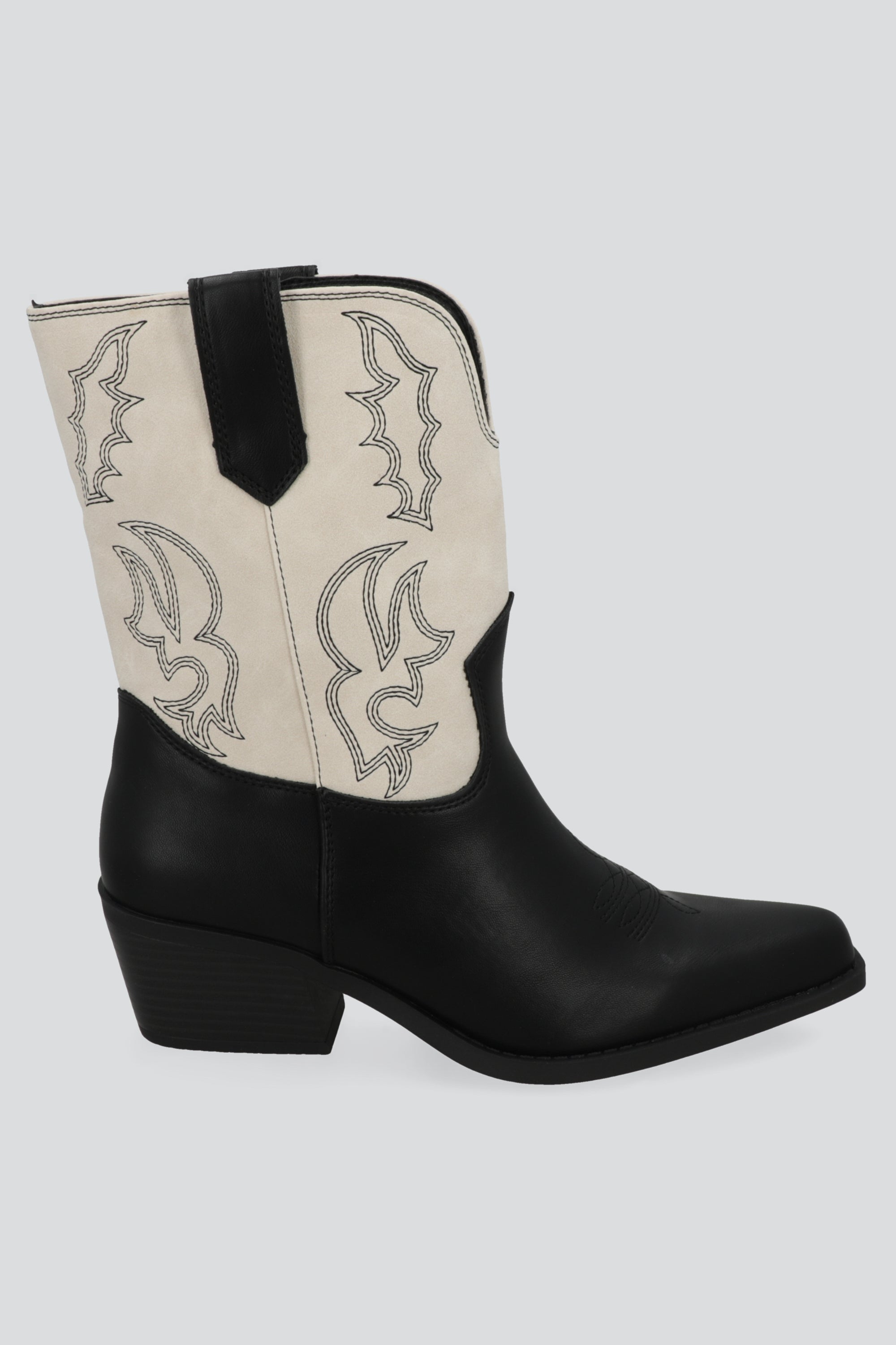 Bota vaquera bordada contrsaste BLANCO COMBO