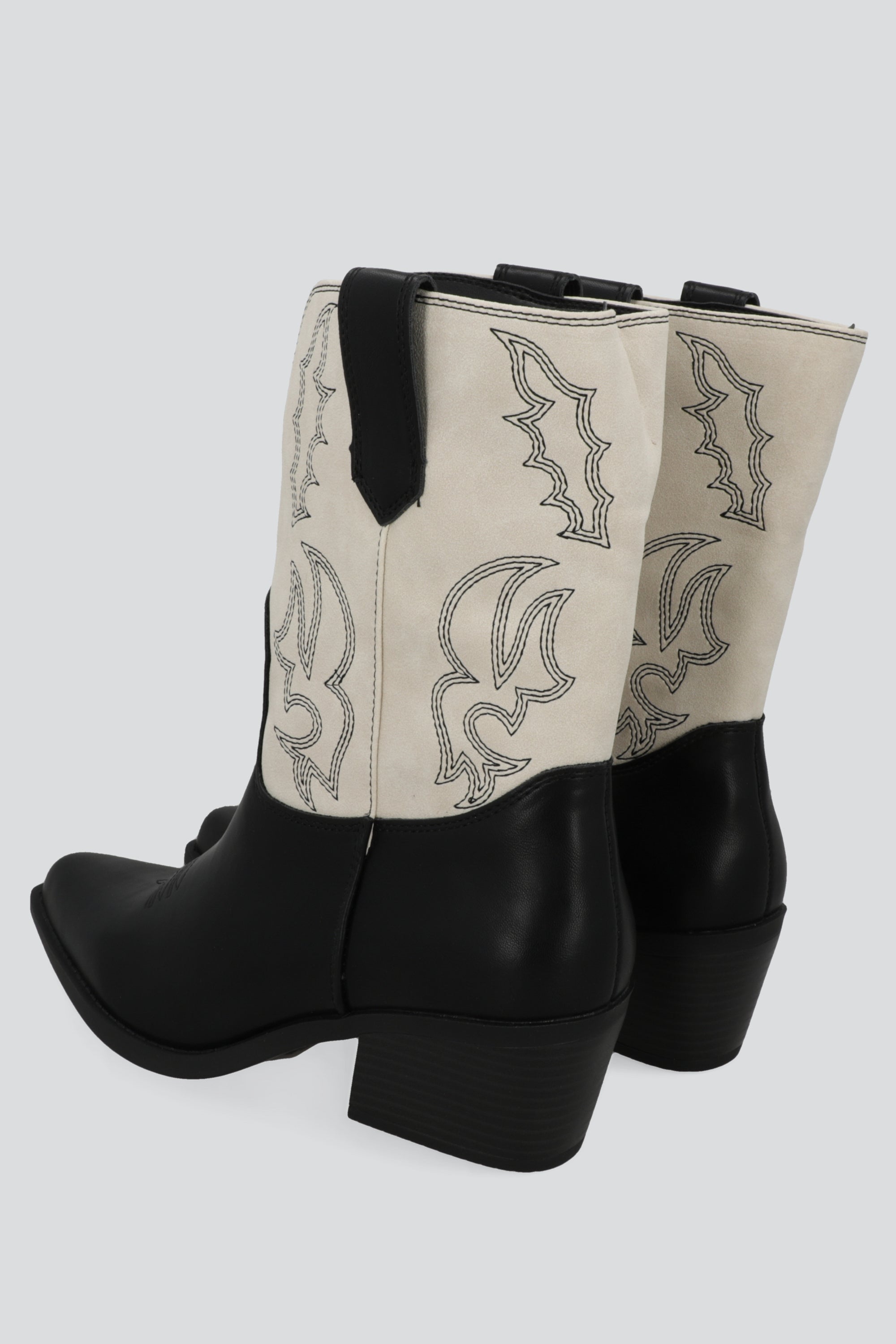 Bota vaquera bordada contrsaste BLANCO COMBO