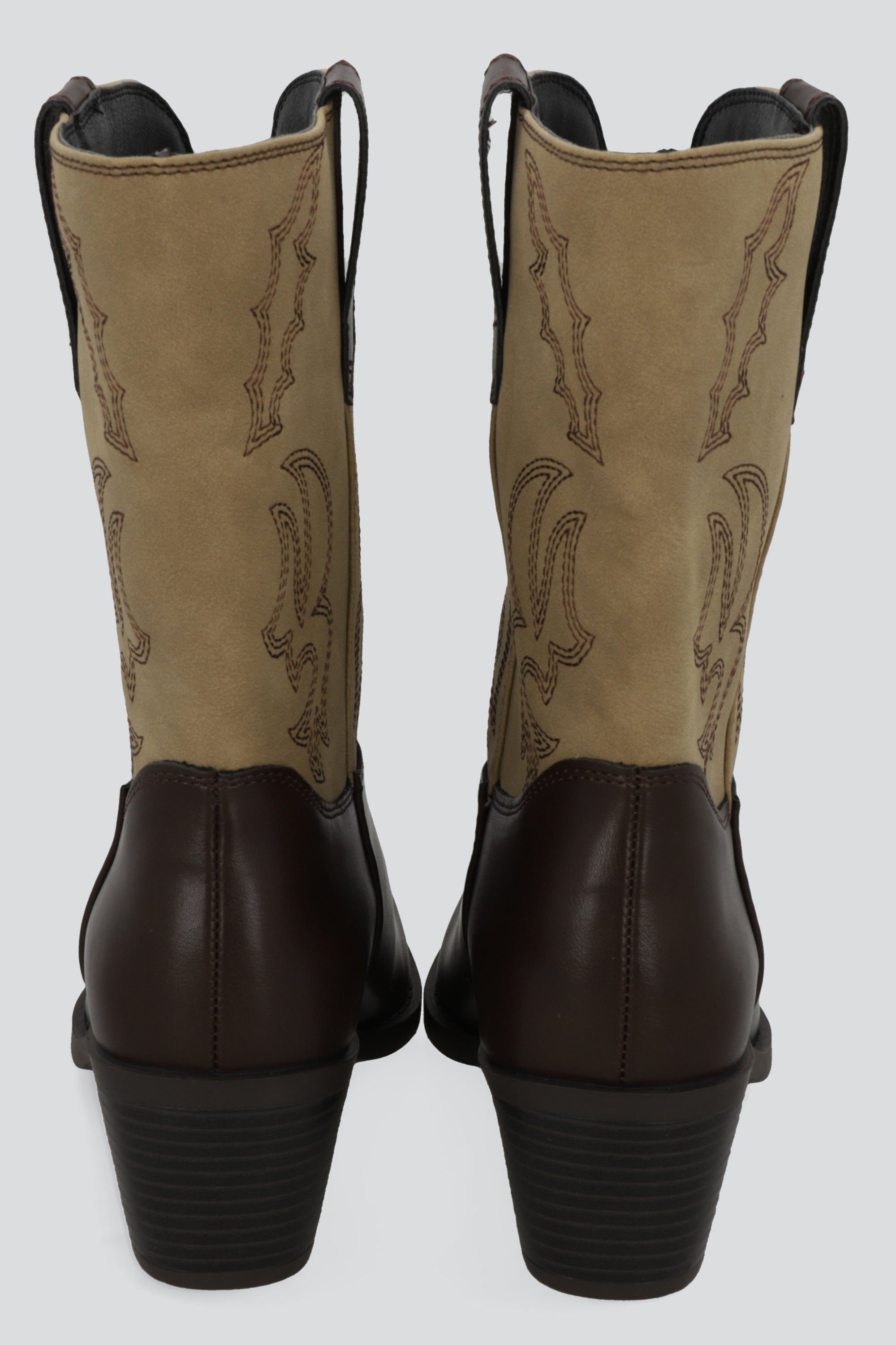 Bota vaquera bordada contrsaste CAFE COMBO