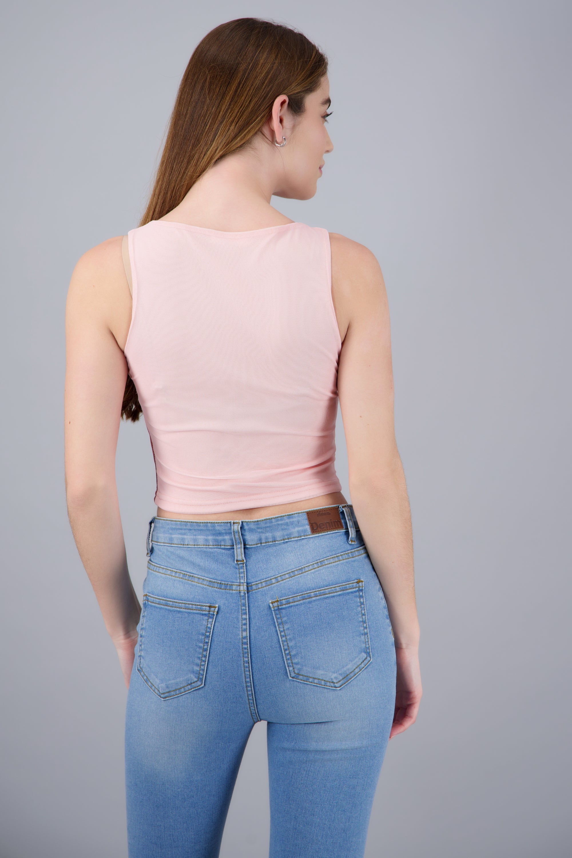 Top sin mangas estampado mesh ROSA COMBO