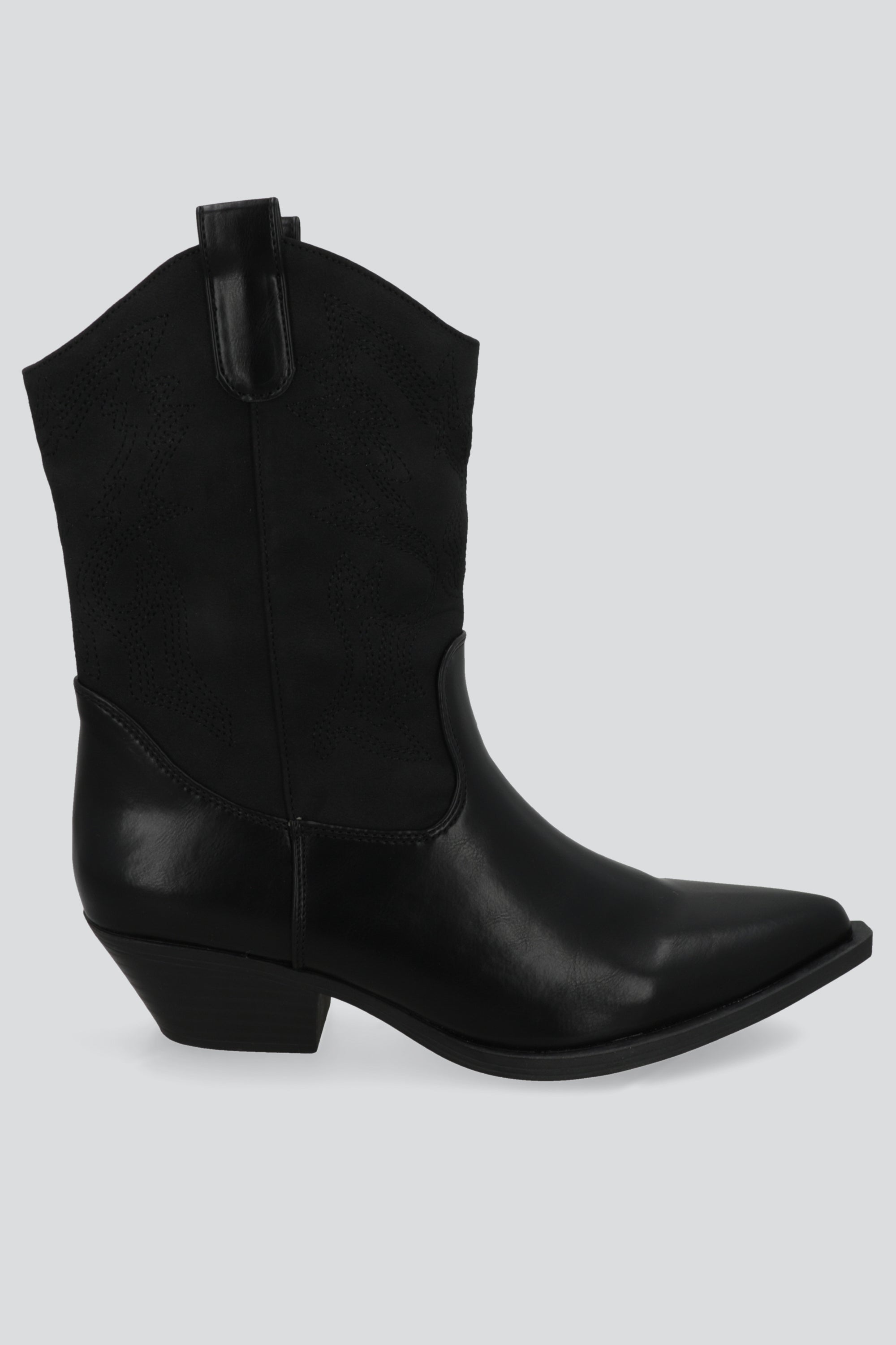 Botin vaquero bordado contraste NEGRO