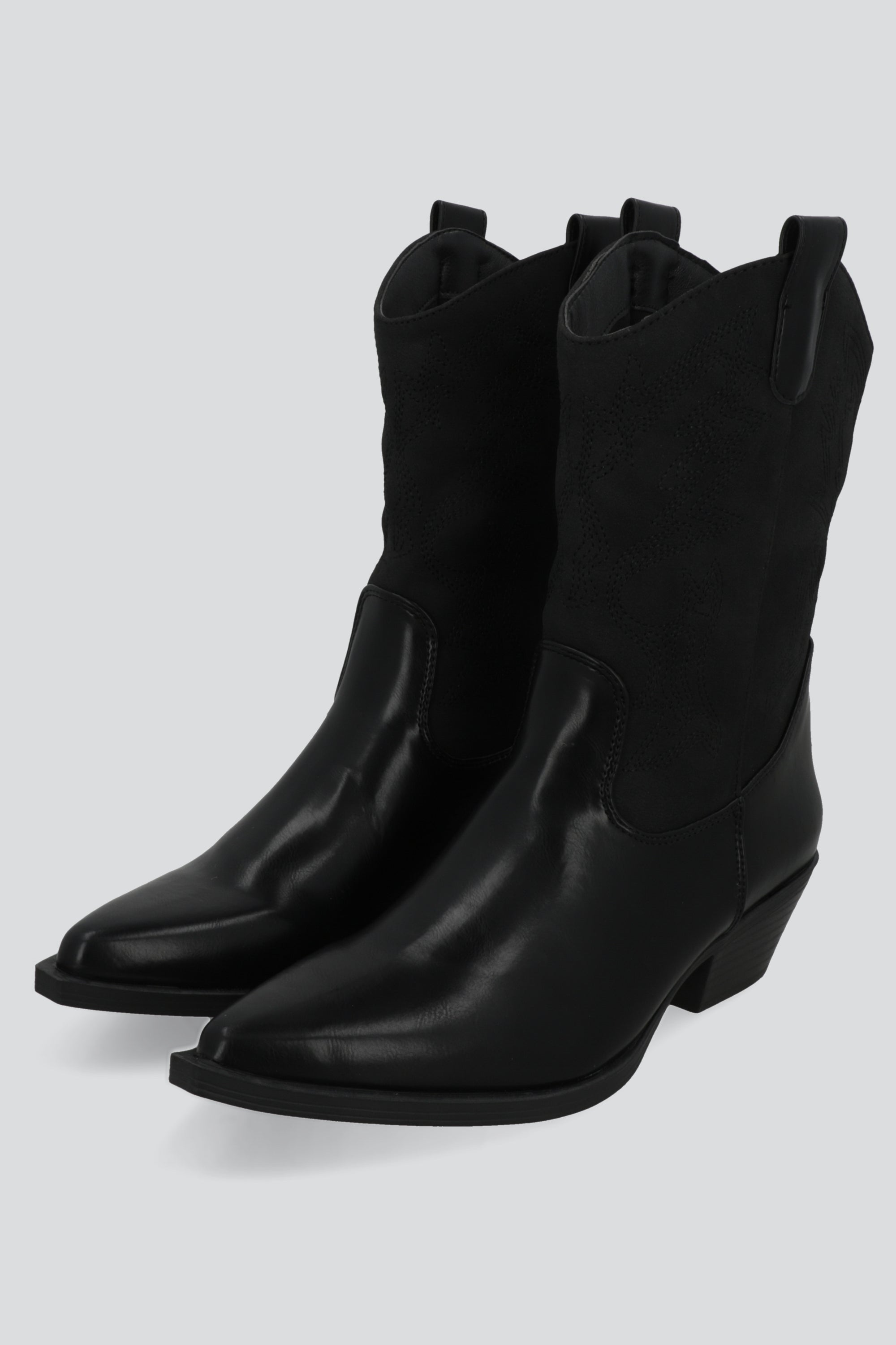 Botin vaquero bordado contraste NEGRO