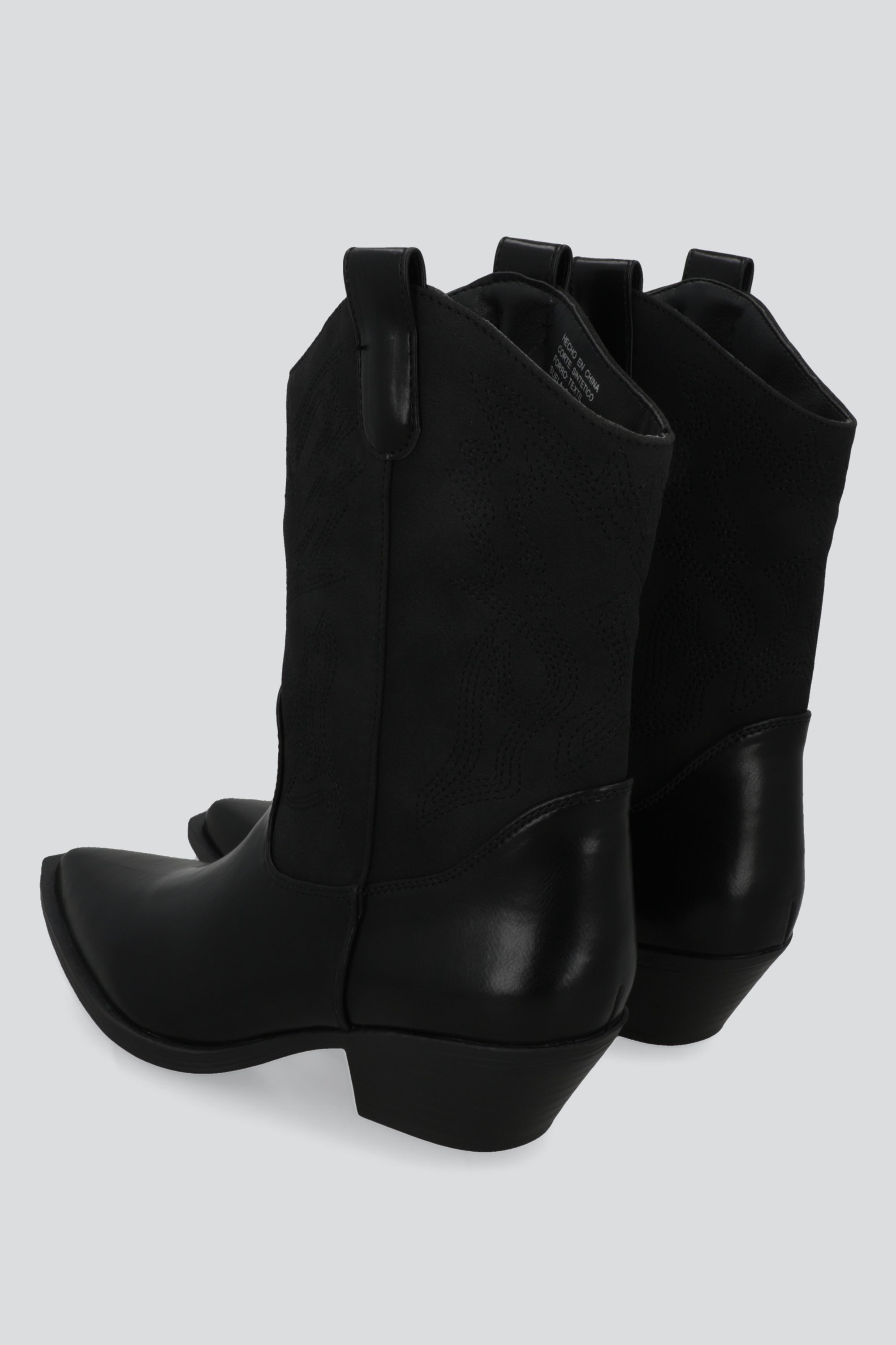 Botin vaquero bordado contraste NEGRO