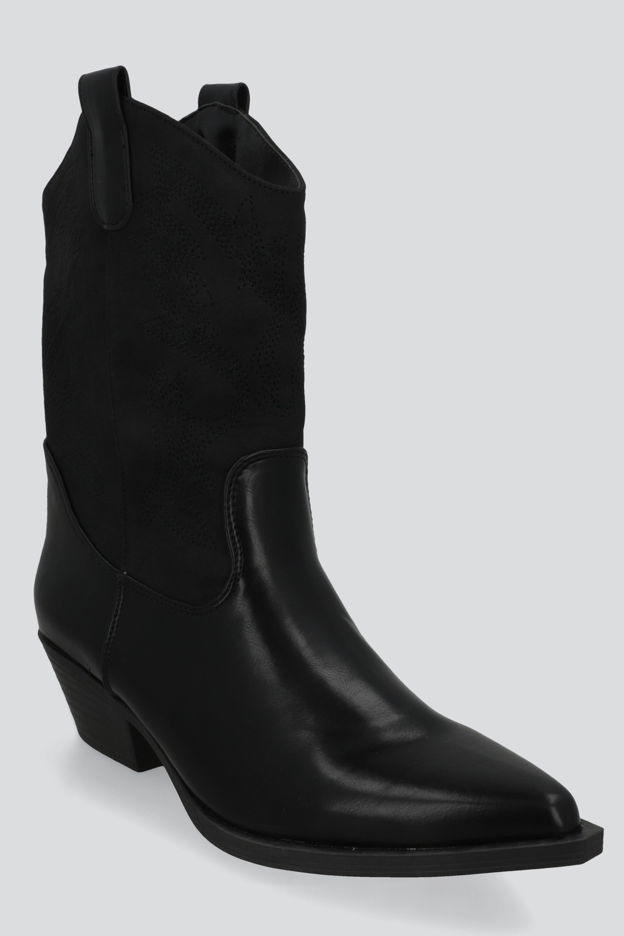 Botin vaquero bordado contraste NEGRO