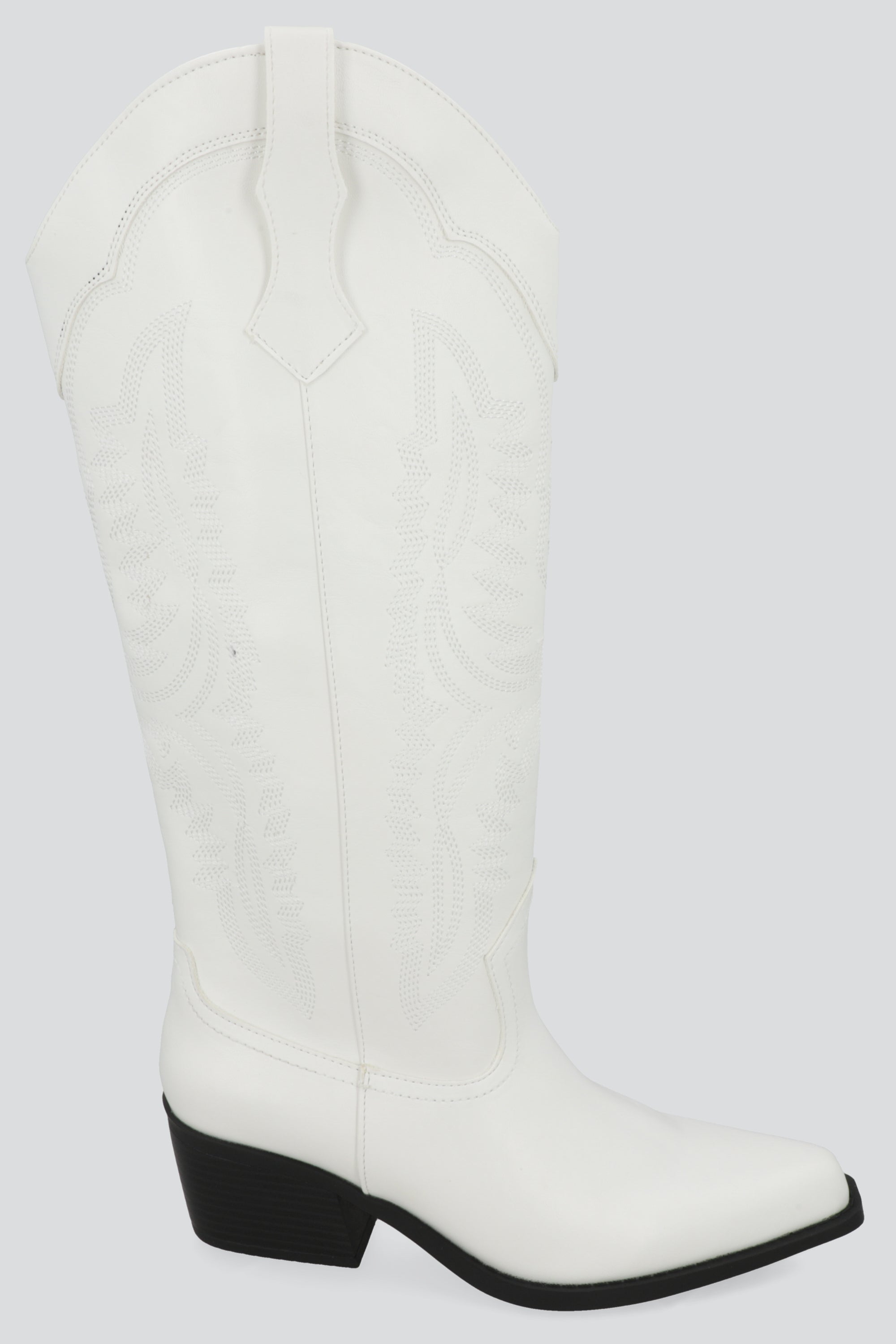 Bota vaquera alta recta bordada BLANCO