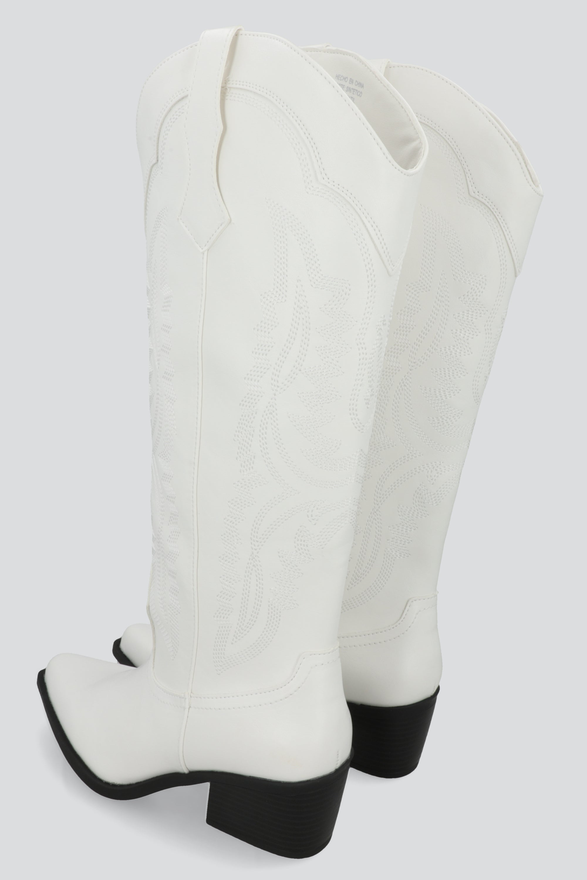 Bota vaquera alta recta bordada BLANCO