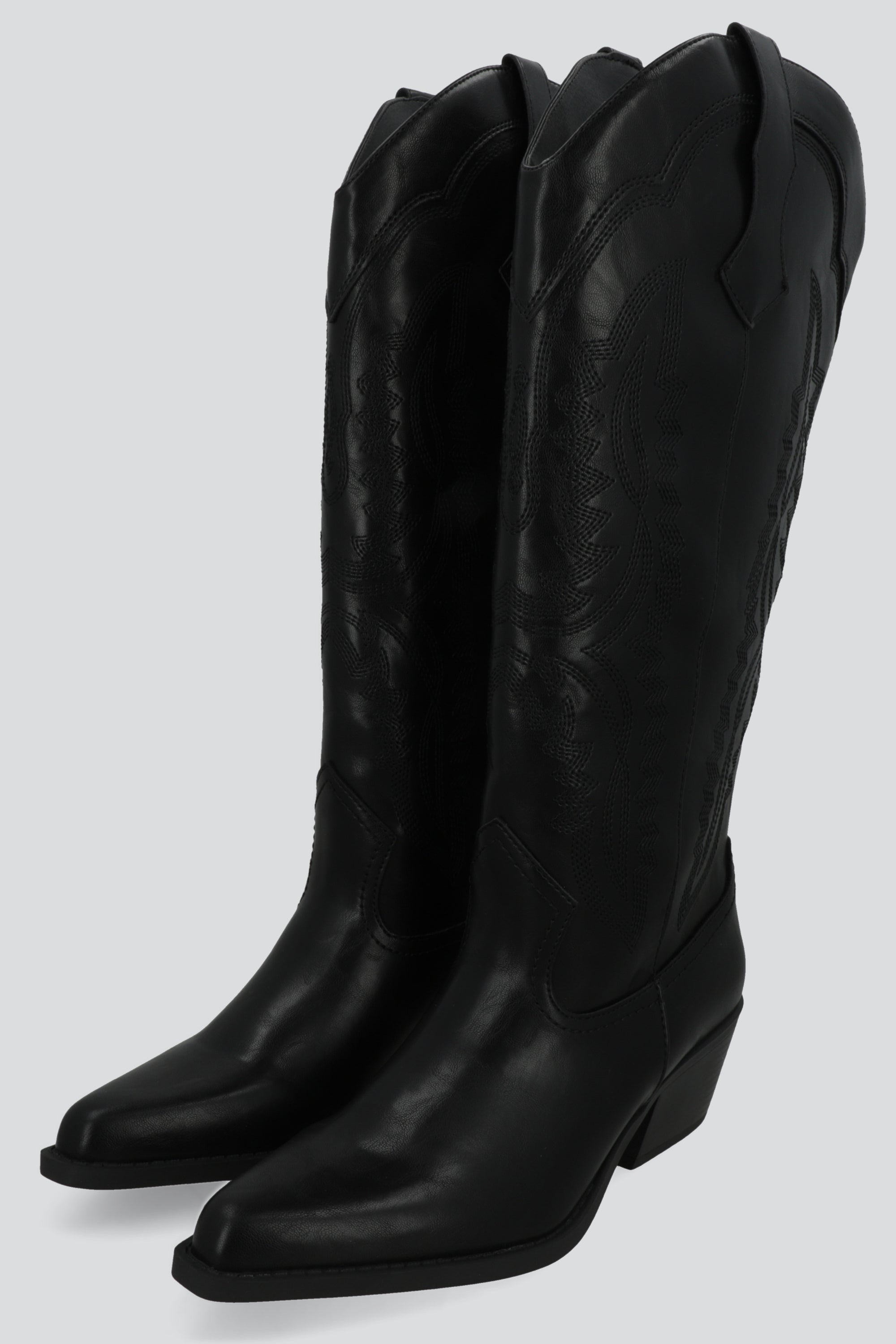 Bota vaquera alta recta bordada NEGRO