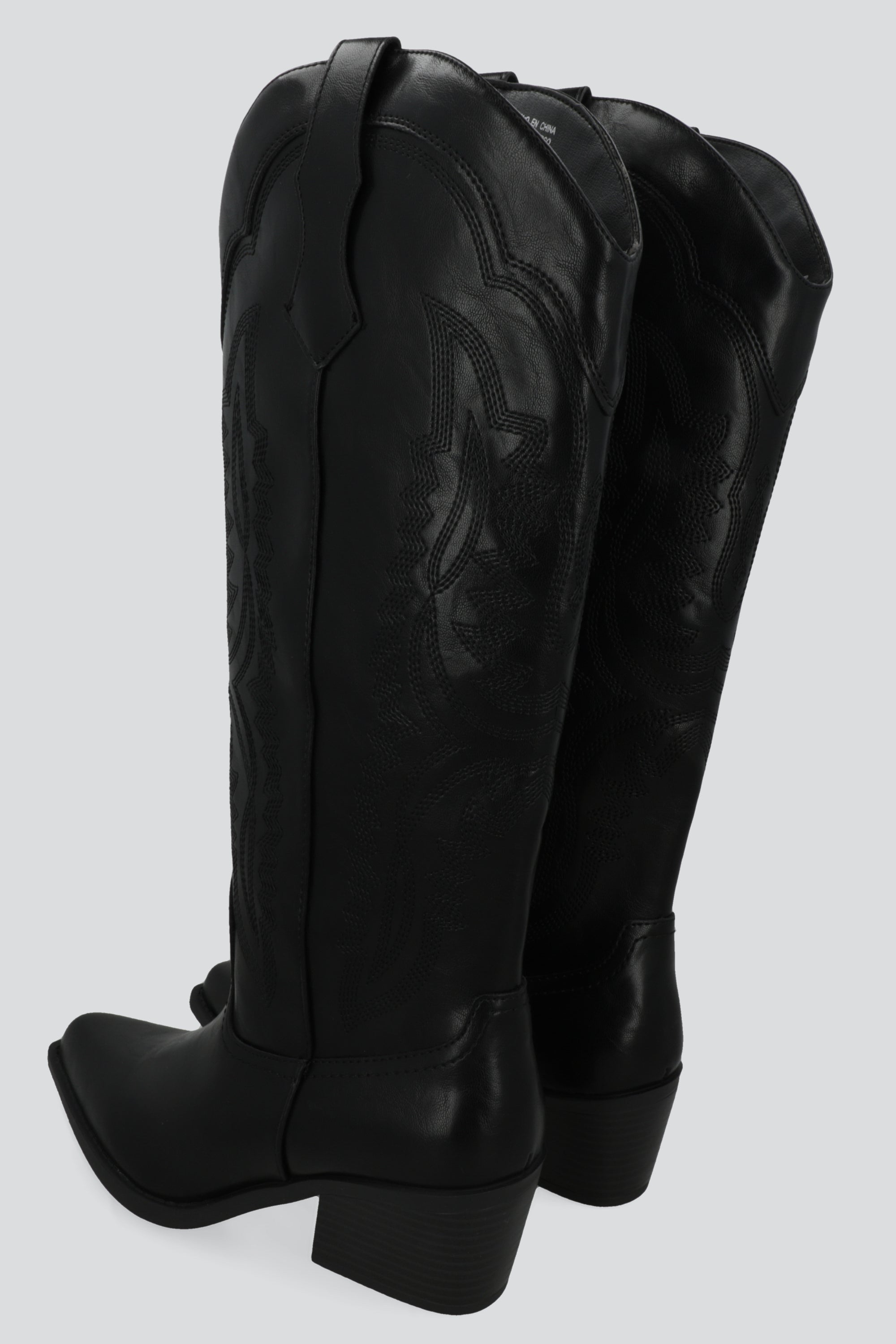 Bota vaquera alta recta bordada NEGRO