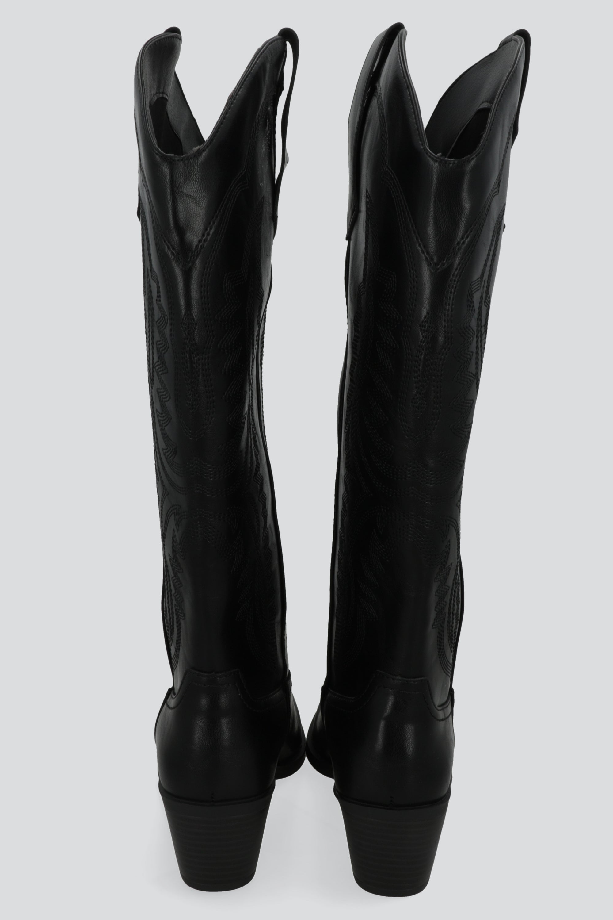 Bota vaquera alta recta bordada NEGRO