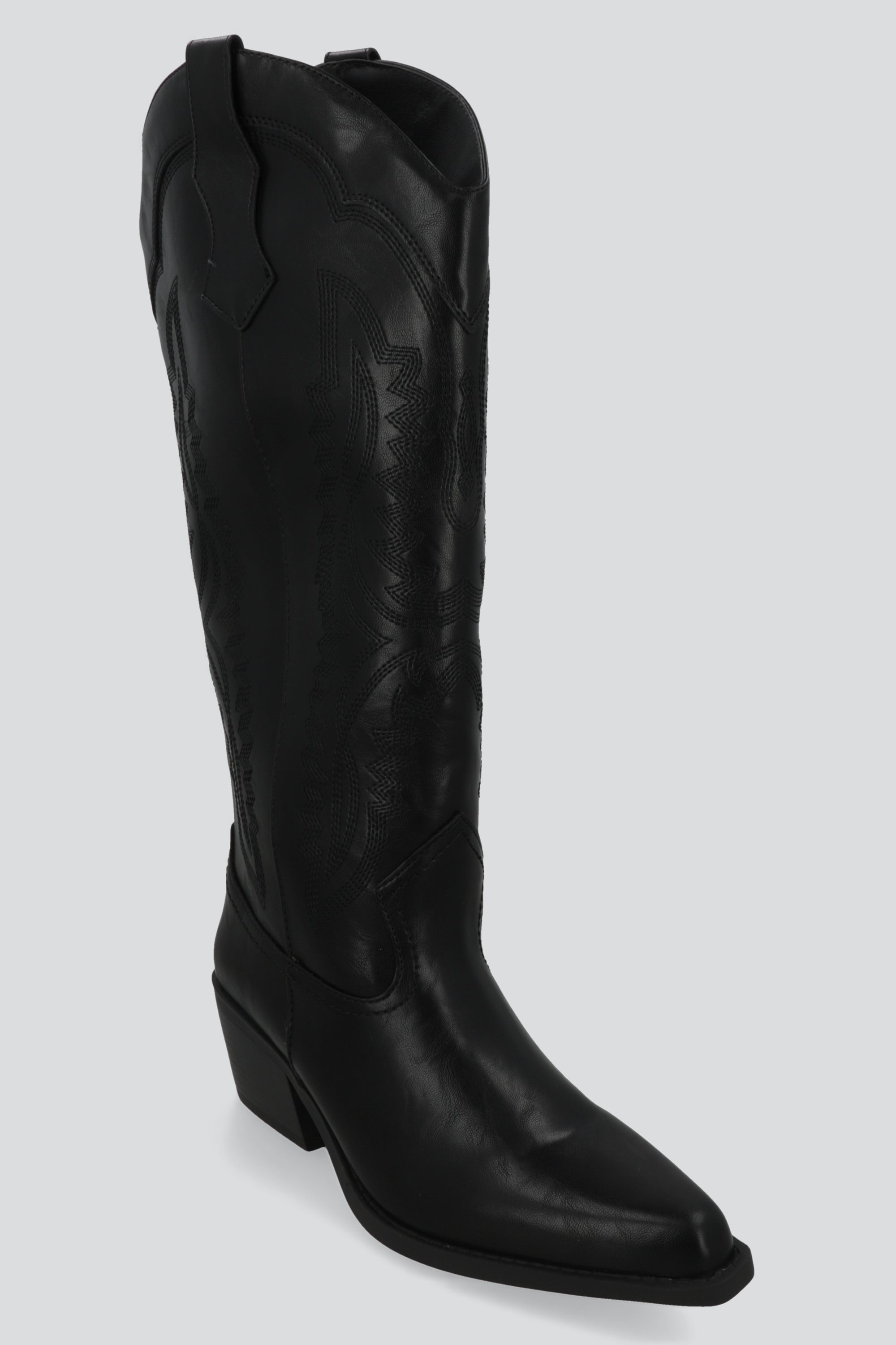 Bota vaquera alta recta bordada NEGRO