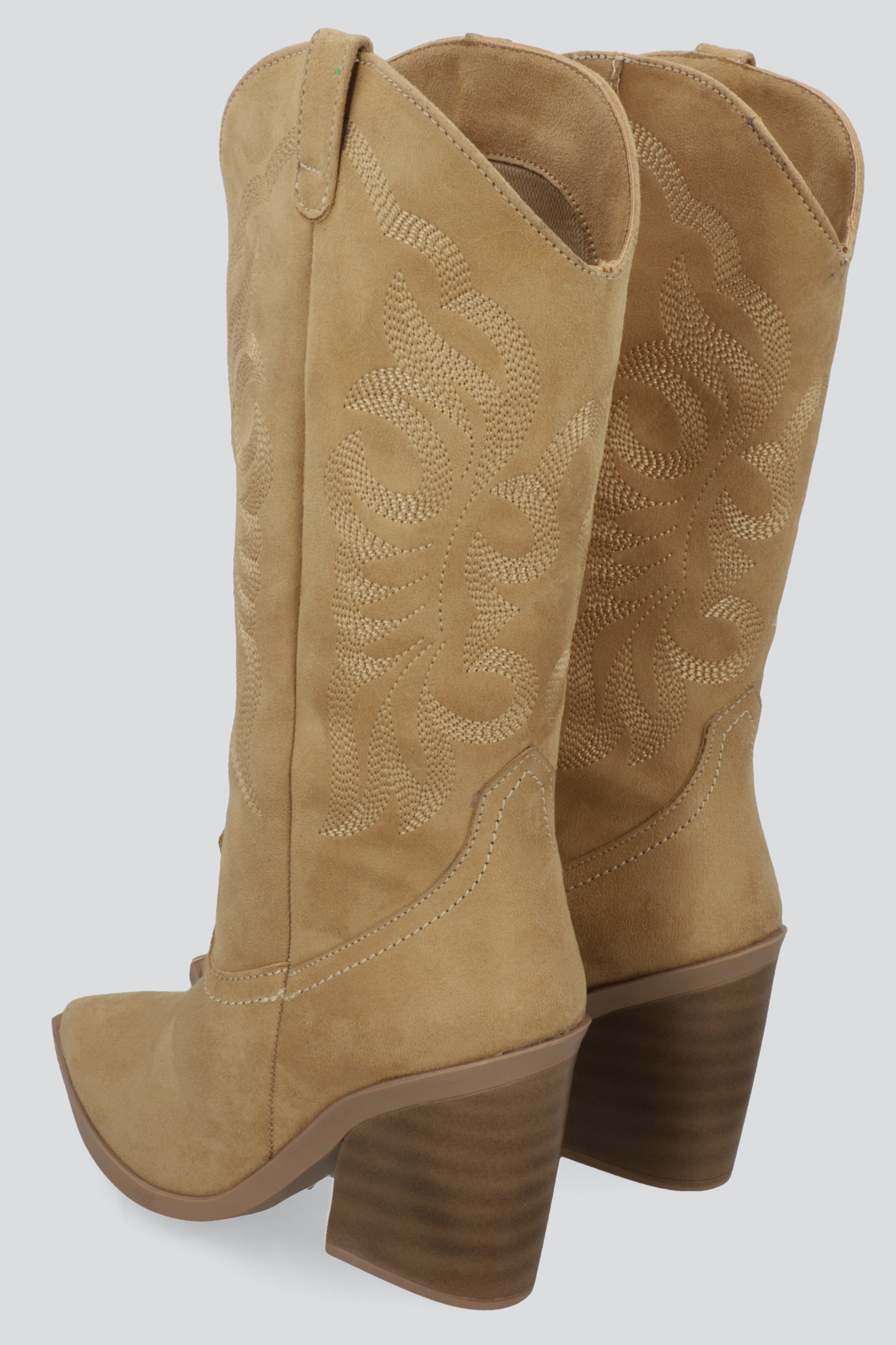 Bota vaquera alta suede bordada BEIGE