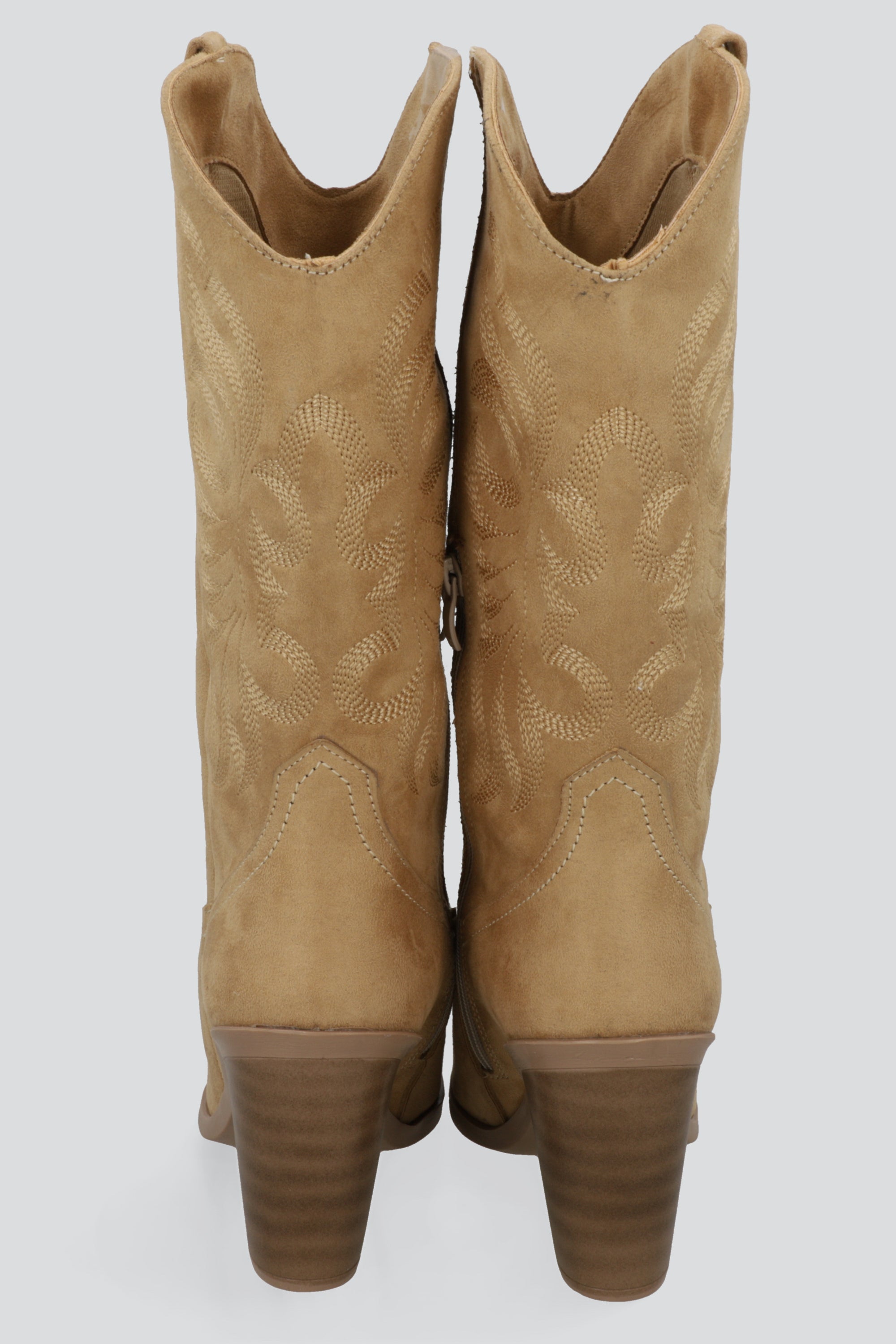 Bota vaquera alta suede bordada BEIGE