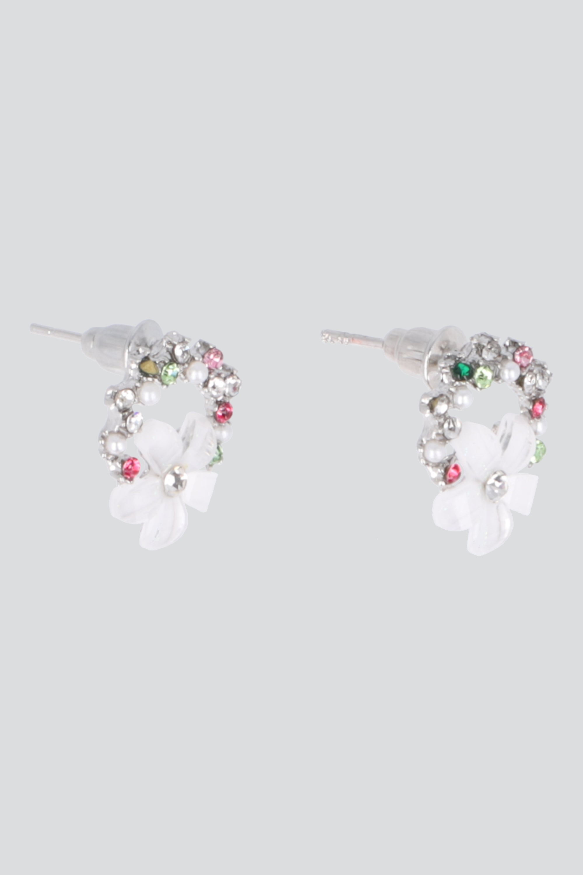 Aretes mini flores beads BLANCO
