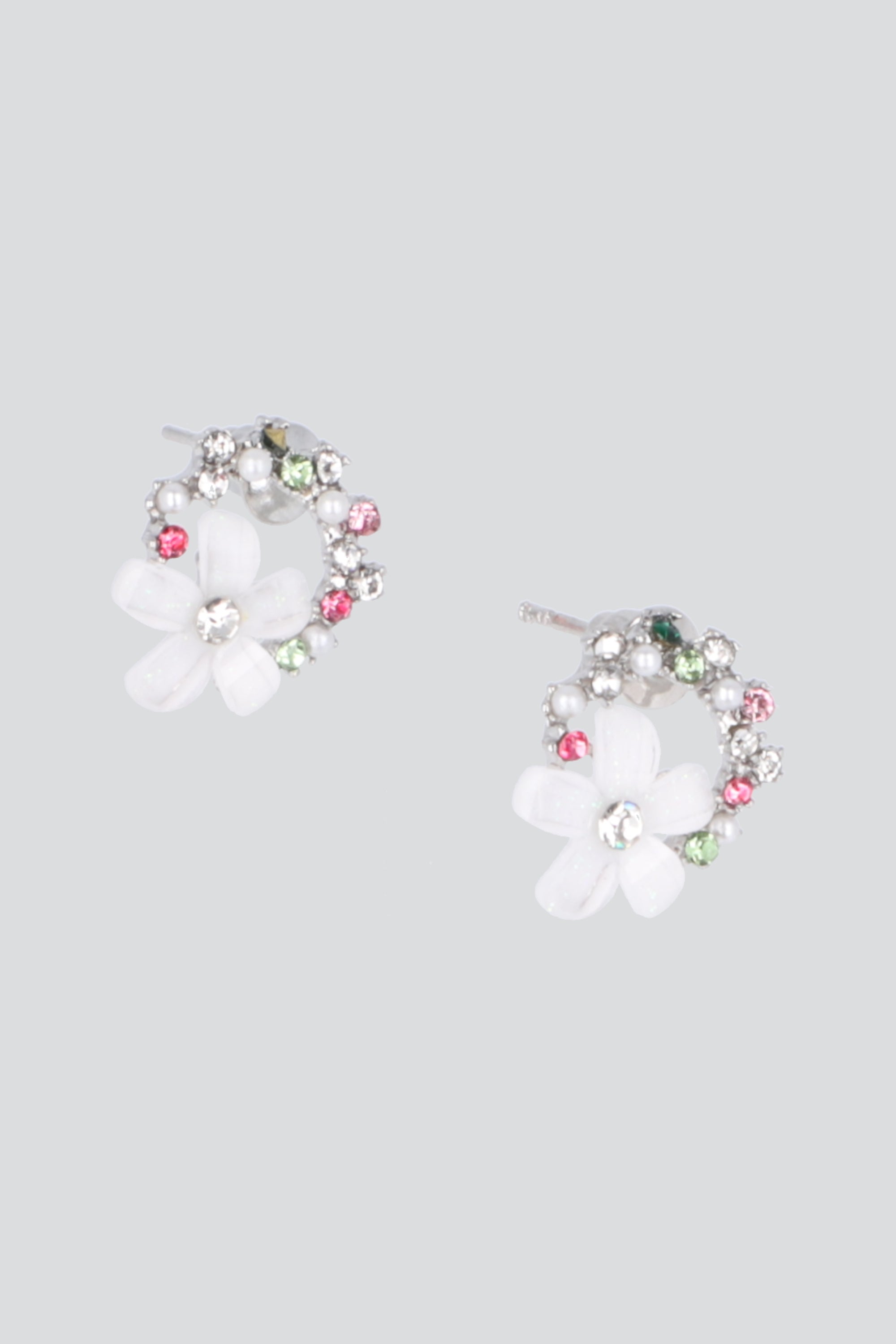 Aretes mini flores beads BLANCO