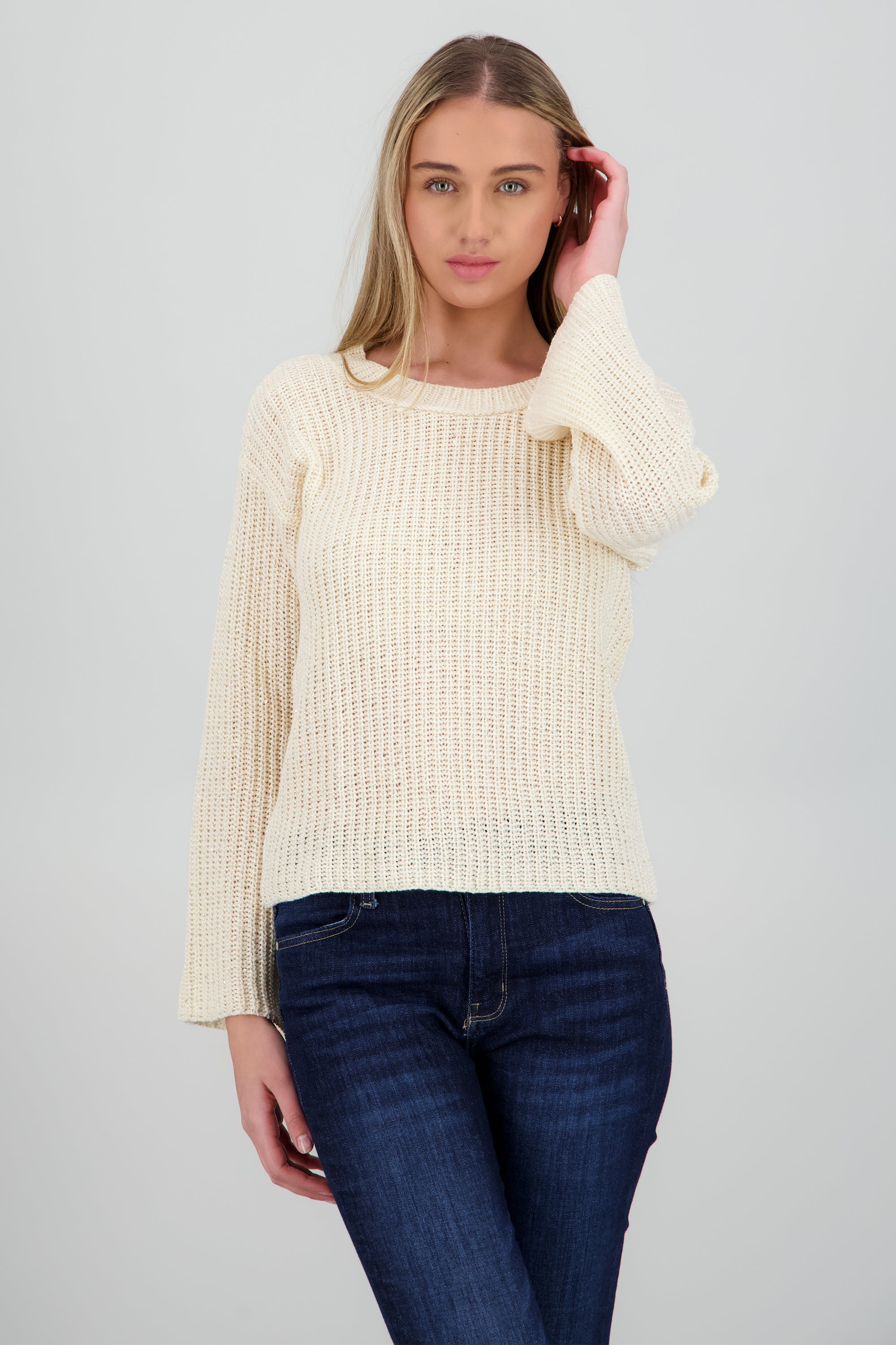 Sueter detalle lentejuela BEIGE